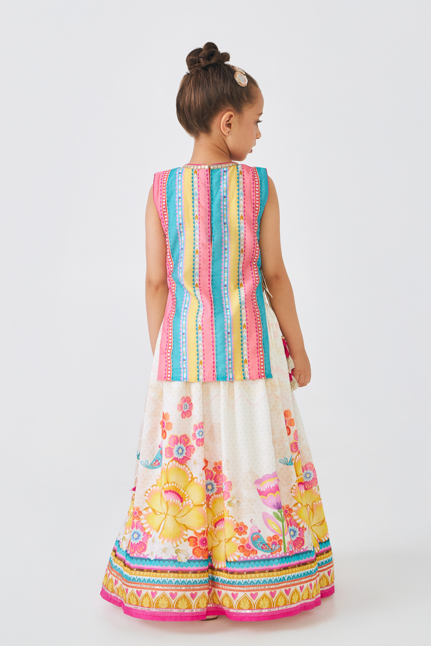 Freya Lovebirds Girls Embellished Top & Lehenga (Set of 2 Pcs)