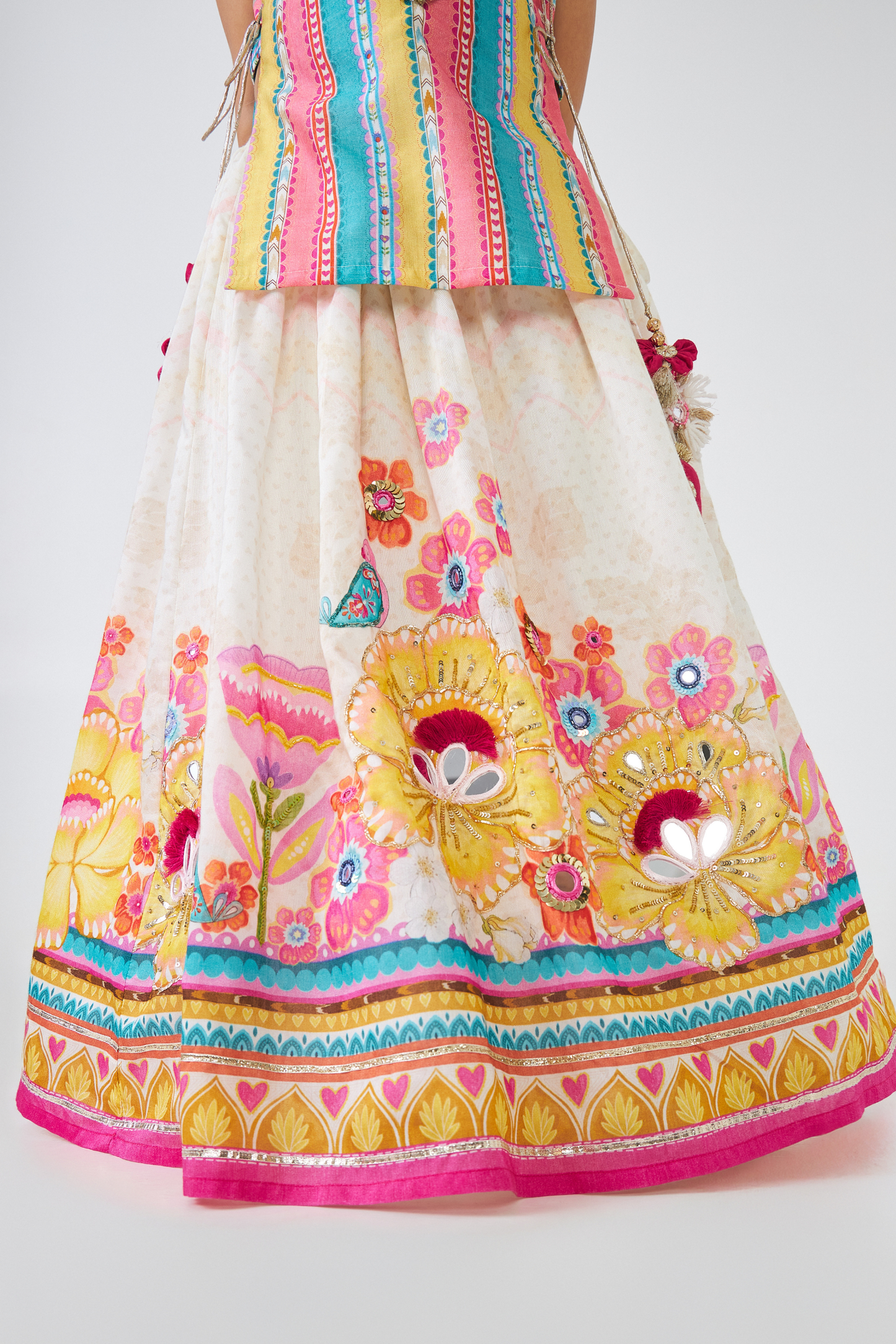 Freya Lovebirds Girls Embellished Top & Lehenga (Set of 2 Pcs)