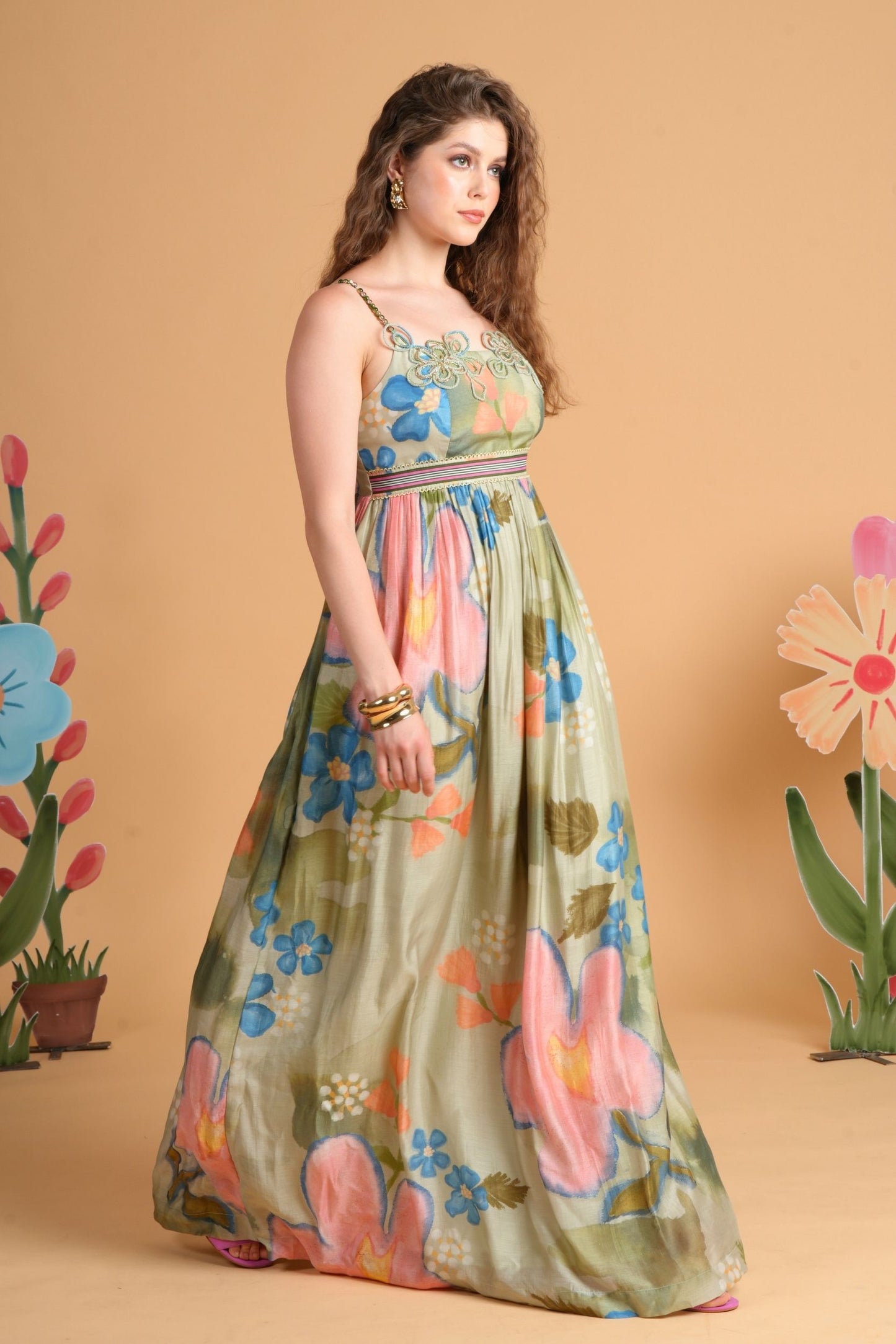 Iris Sage Embellished Ladies Maxi Dress