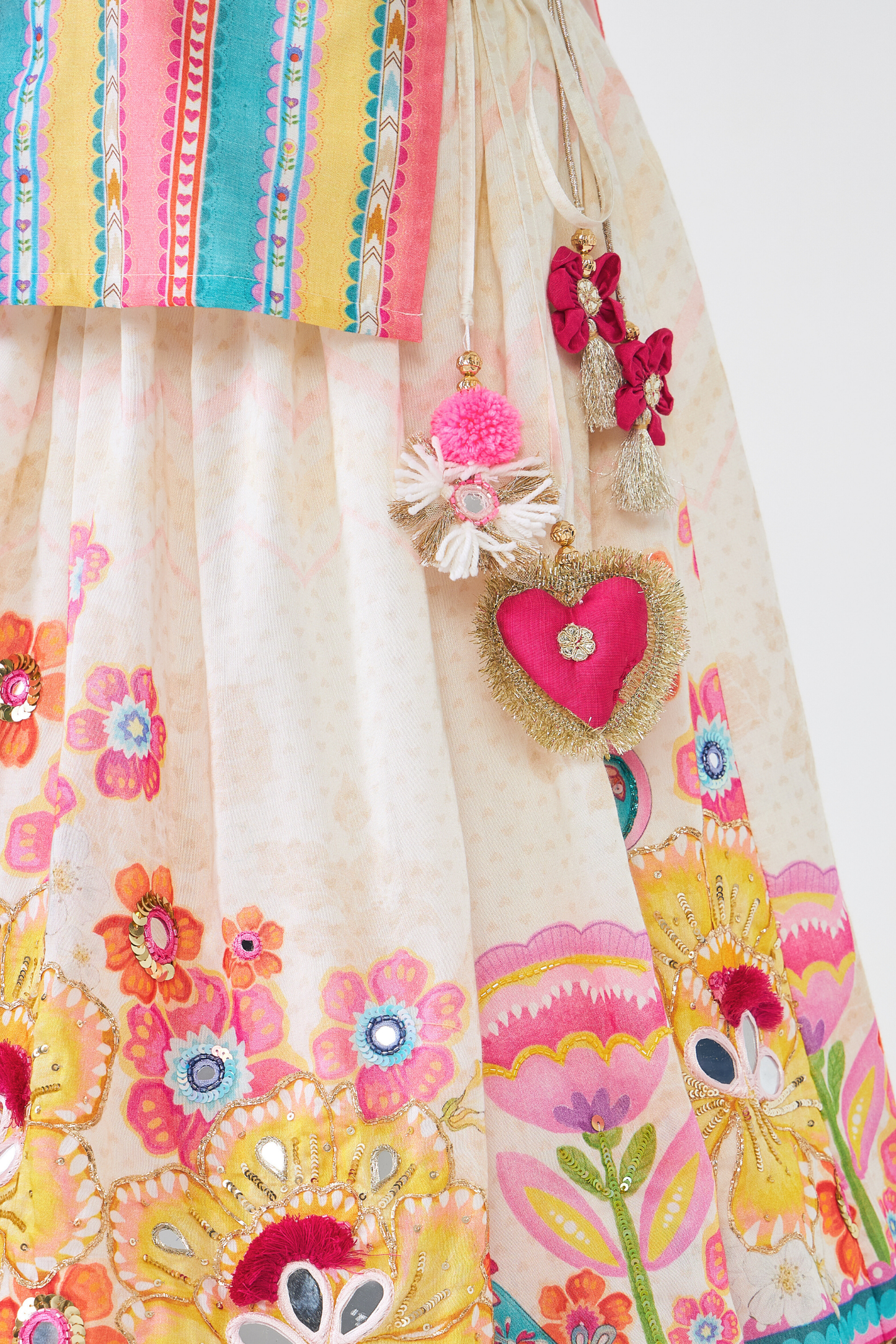 Freya Lovebirds Girls Embellished Top & Lehenga (Set of 2 Pcs)