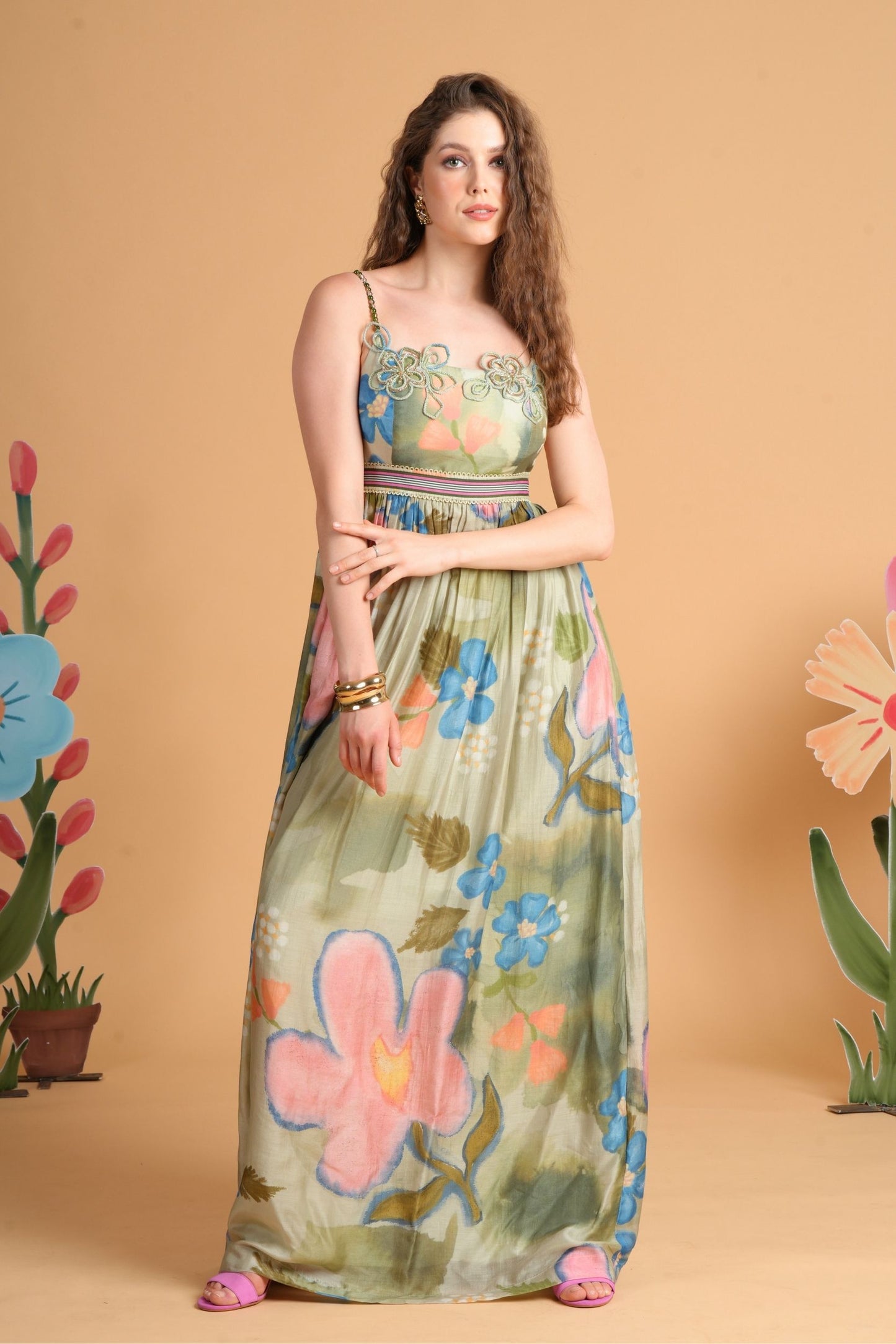 Iris Sage Embellished Ladies Maxi Dress