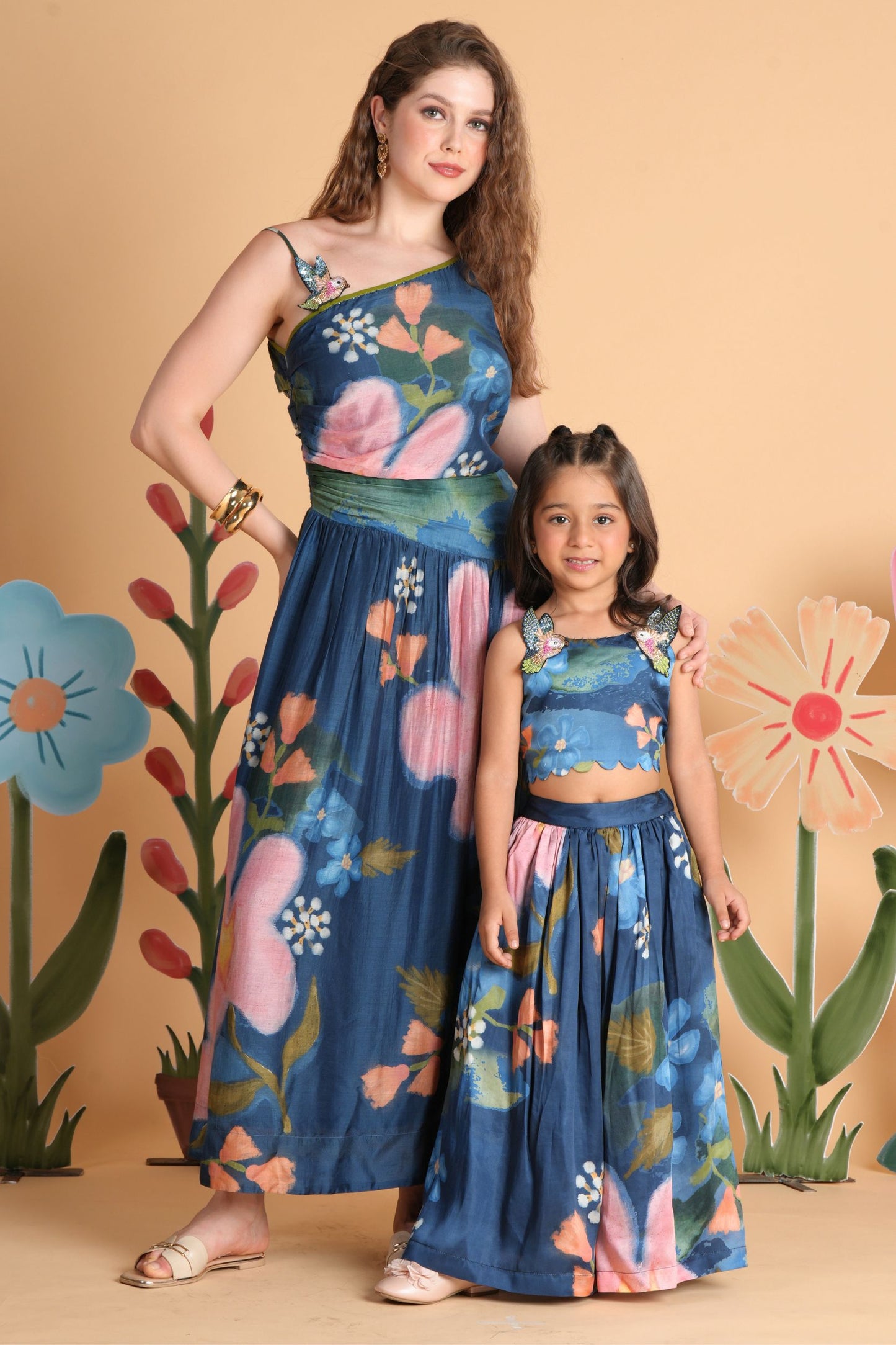 Iris Bloom Bird Dress & Skirt Cord Twinning Set