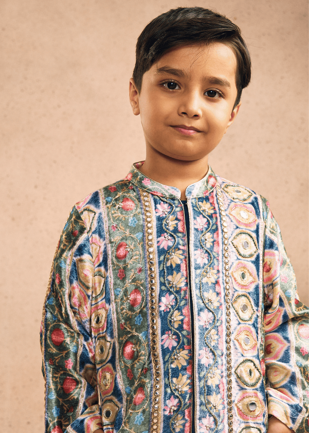 Dalia Navy Boys Embellished Sherwani & Pant Co-ord (Set of 2 pcs)