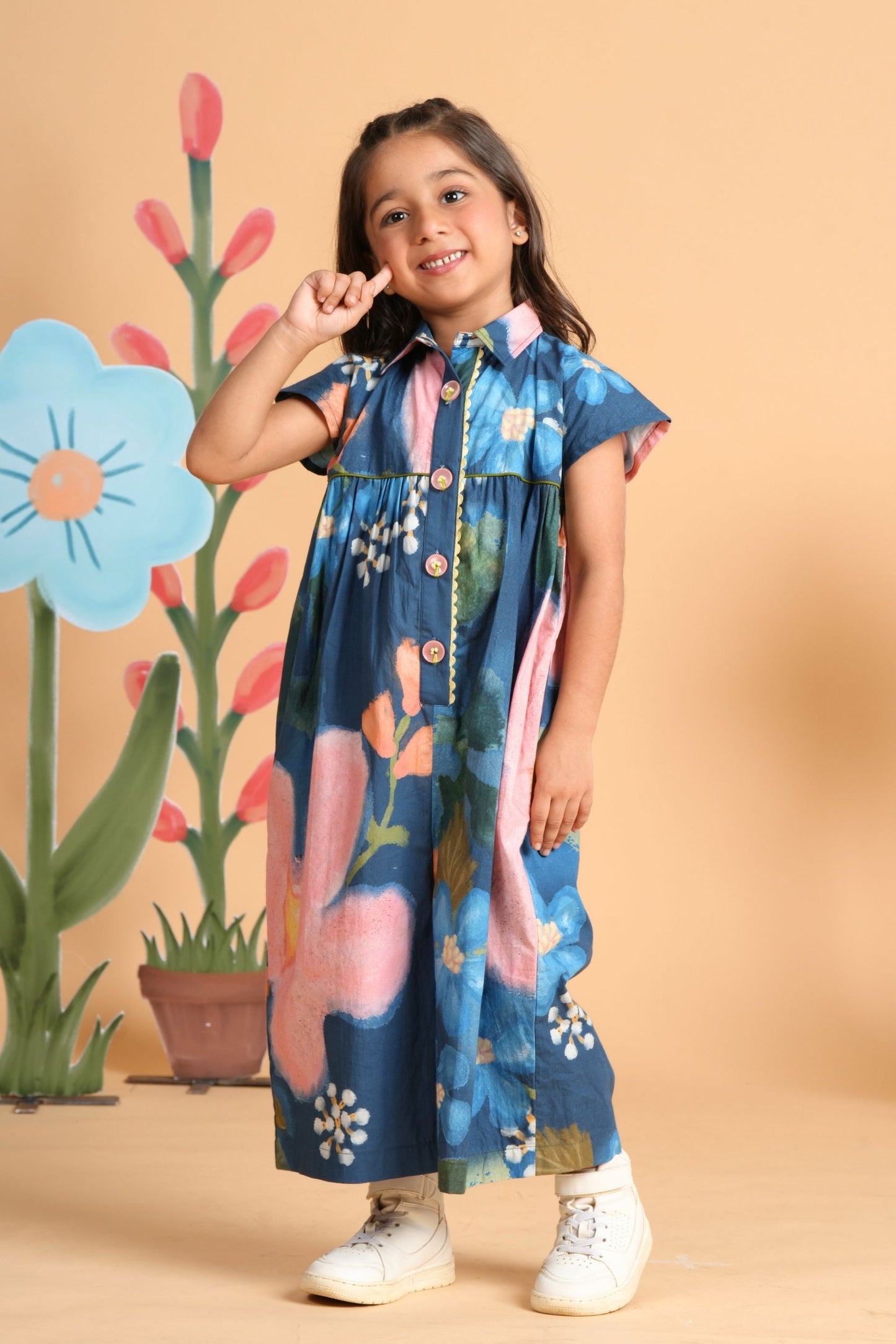 Iris Bloom Girls Printed Jumpsuit