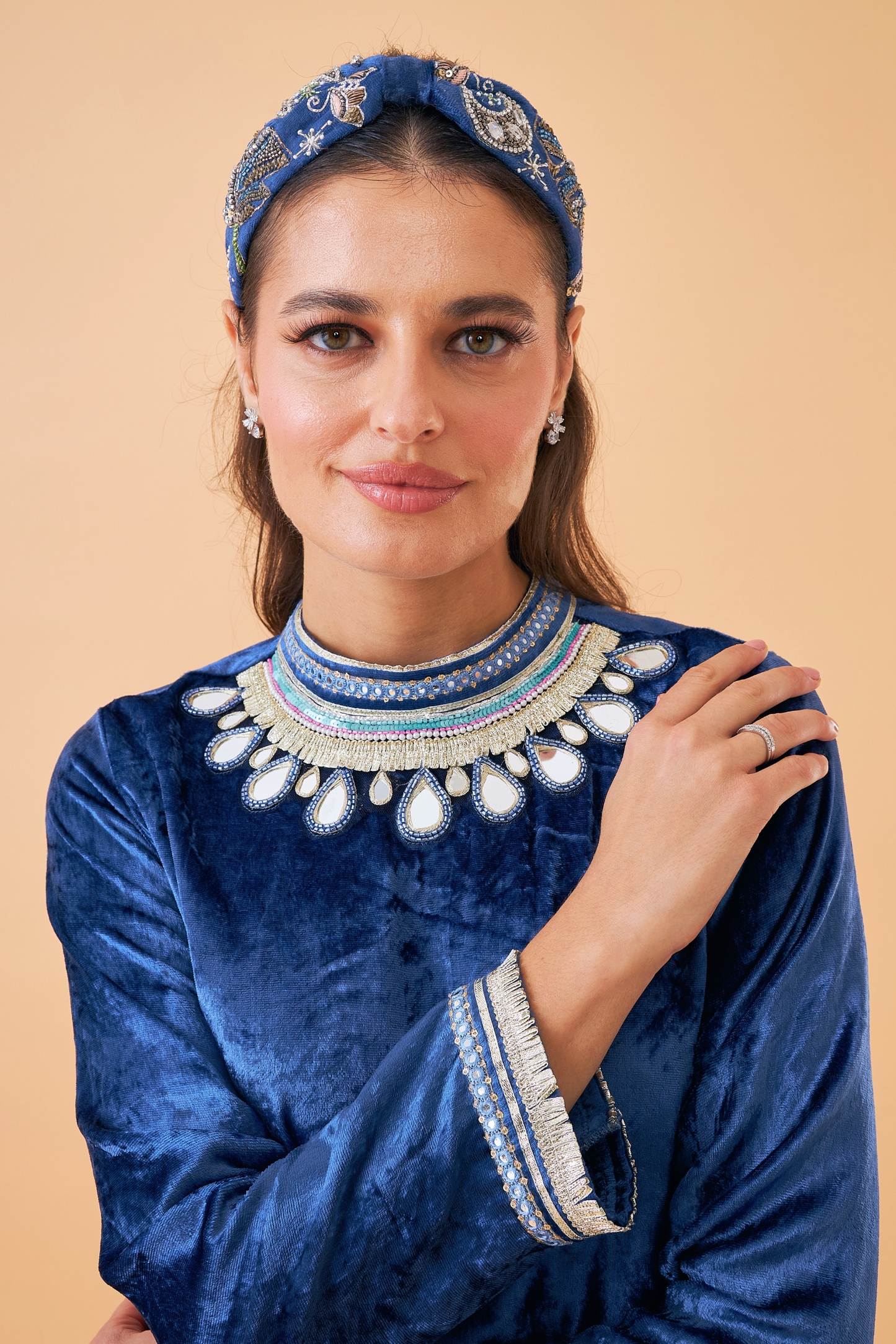 Sparrow Navy Velvet Long Dress - Mom & Me