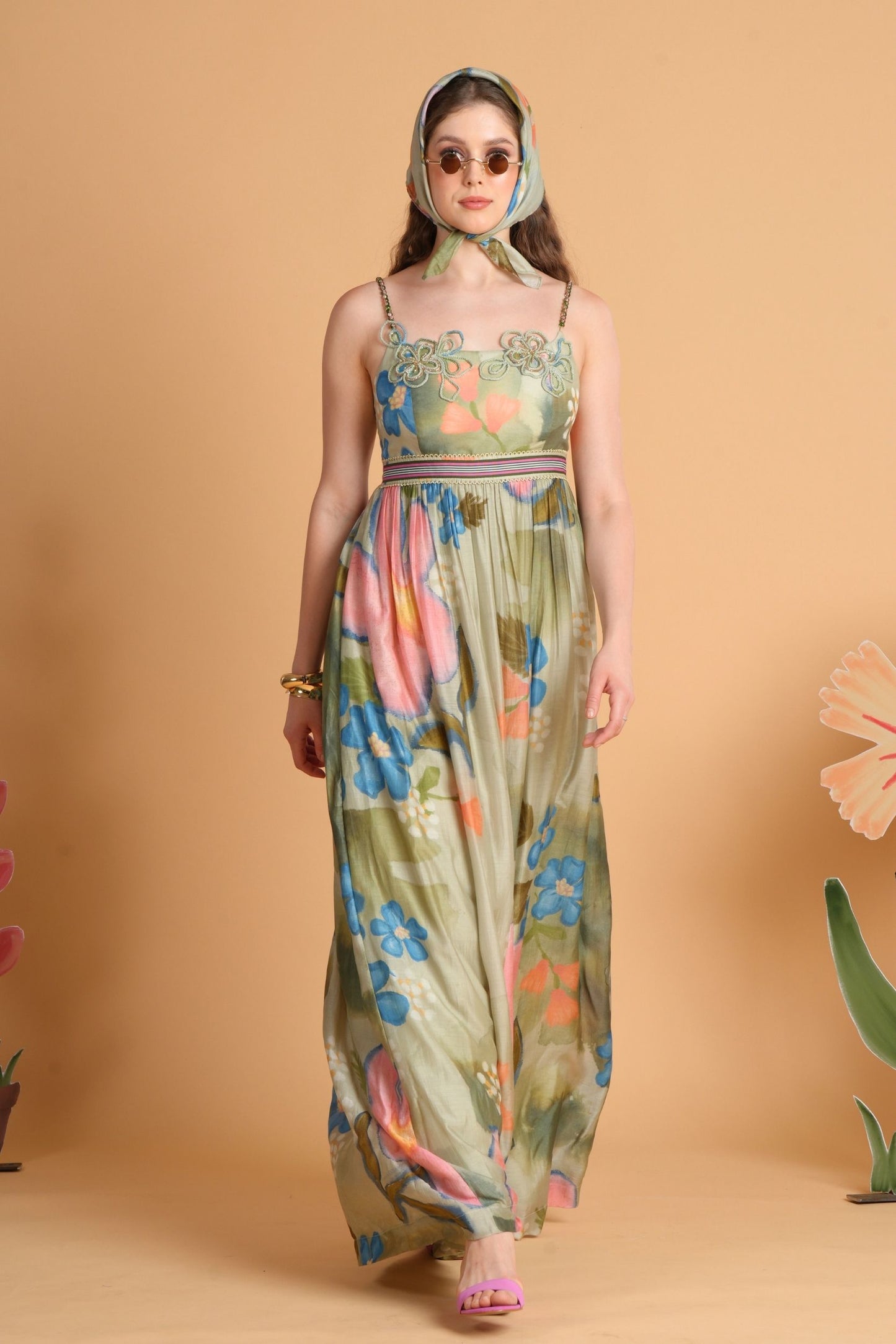 Iris Sage Embellished Ladies Maxi Dress
