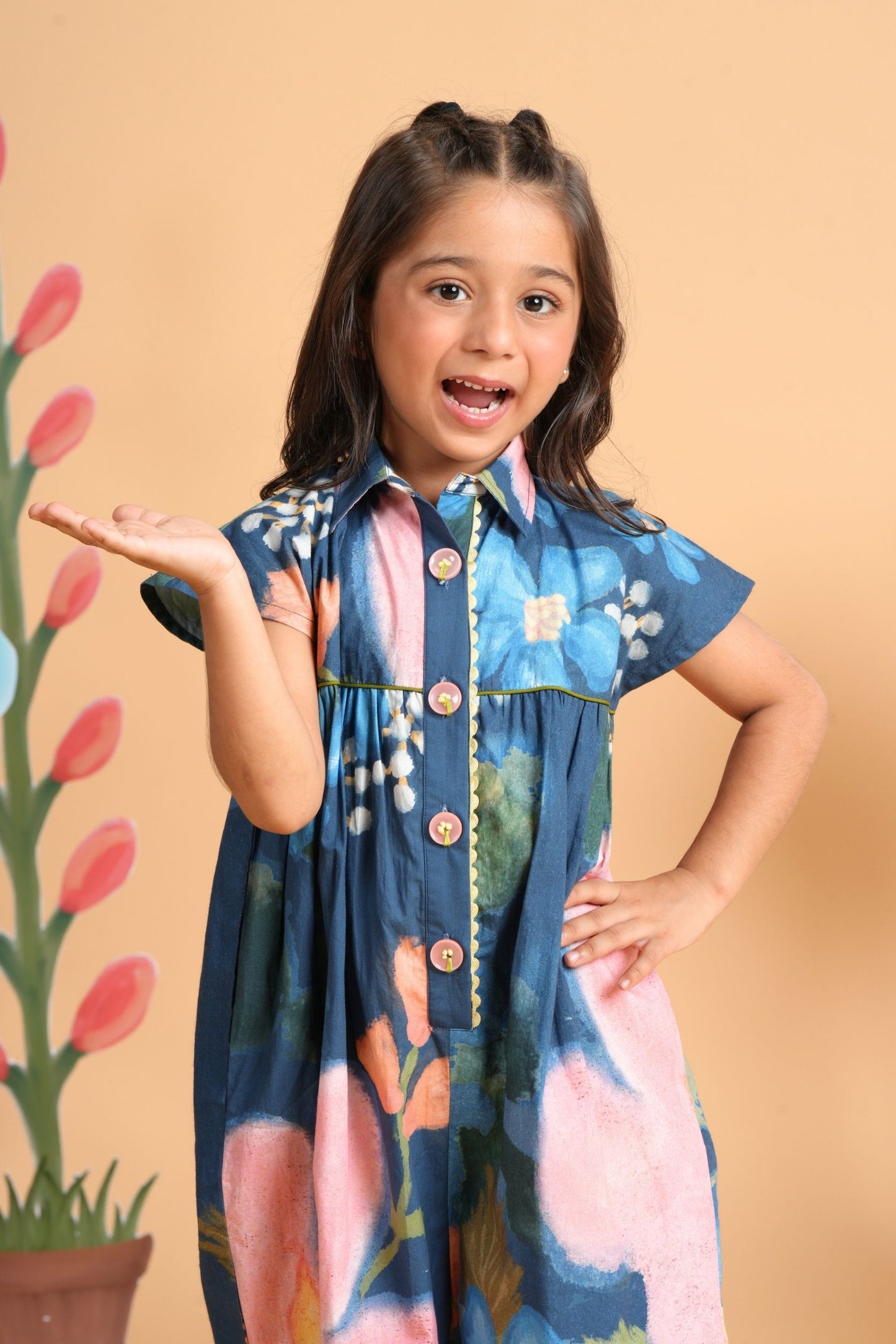 Iris Bloom Girls Printed Jumpsuit