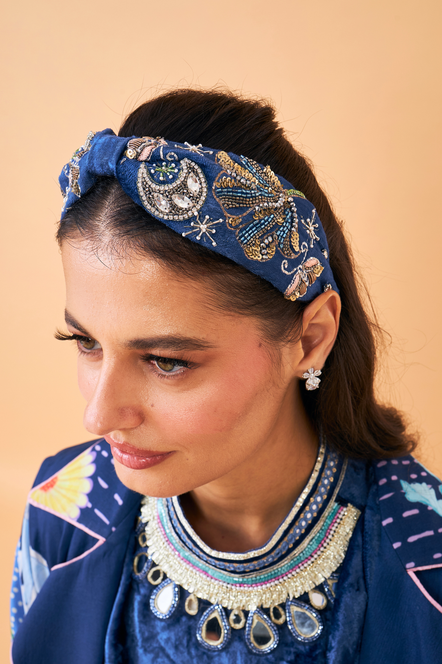 Celeste Navy Ladies Embellished Headband