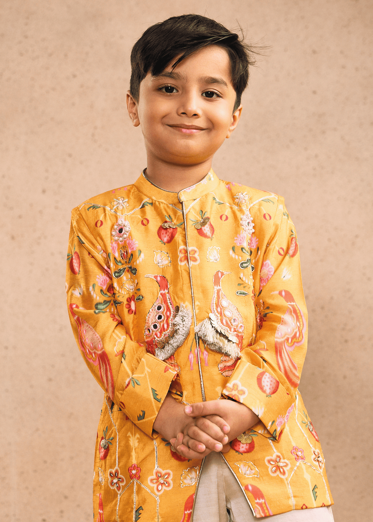 Nella Orange Boys Embellished Jacket & Pant (Set of 2 pcs)