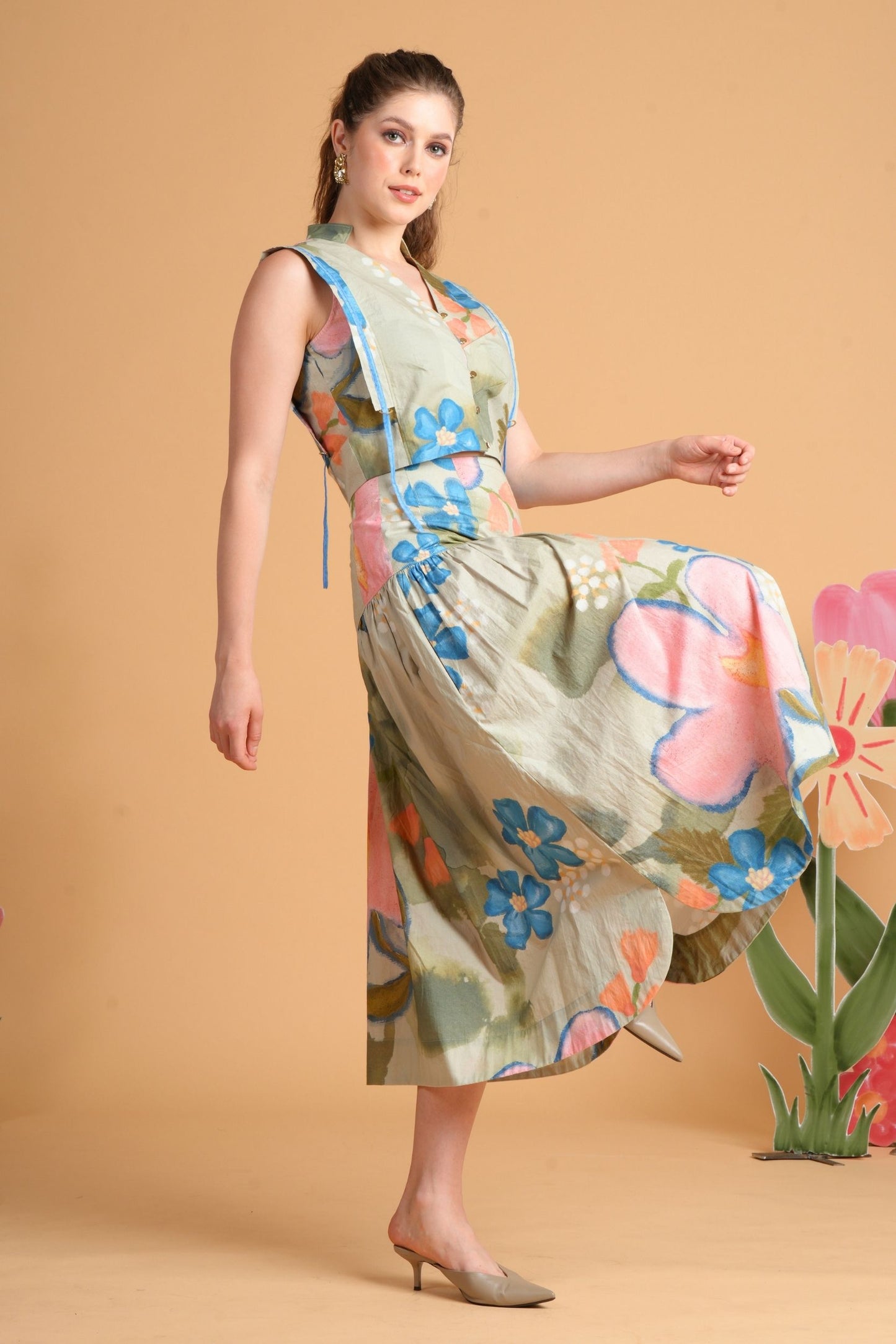 Iris Sage Skirt Top Coord (Set Of 2 Pcs)