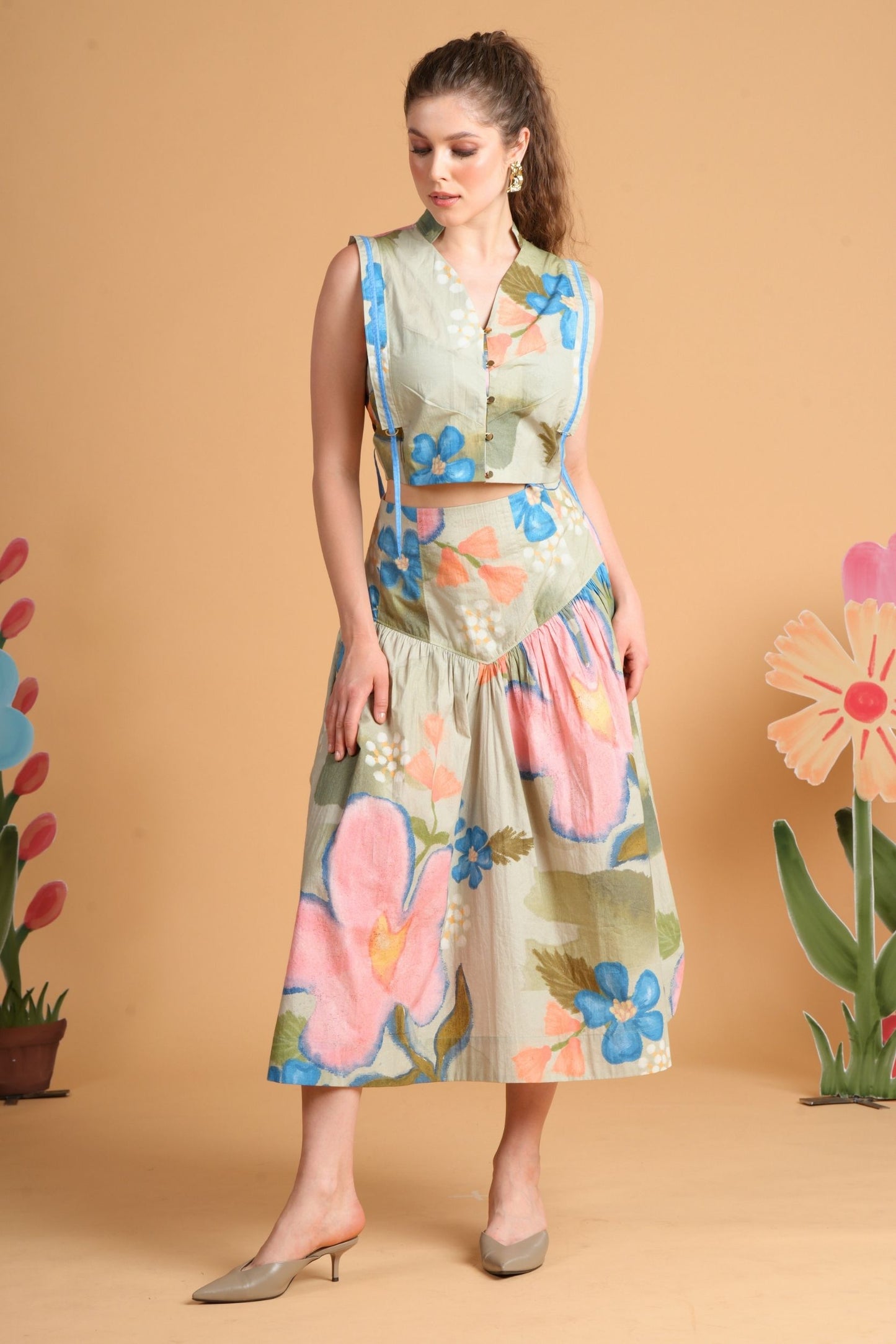Iris Sage Skirt Top Coord (Set Of 2 Pcs)