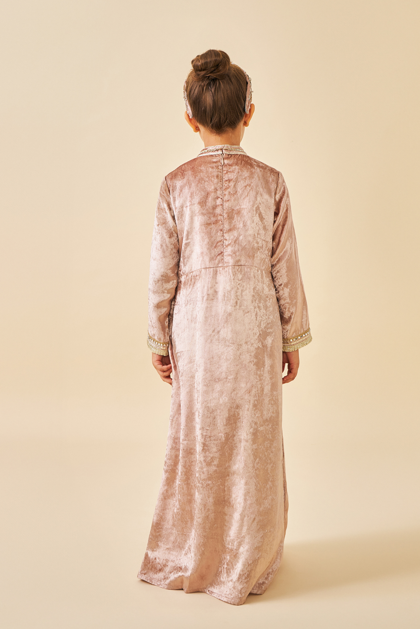 Tiffara Gold Coat with Velvet Long Dress - Mom & Me