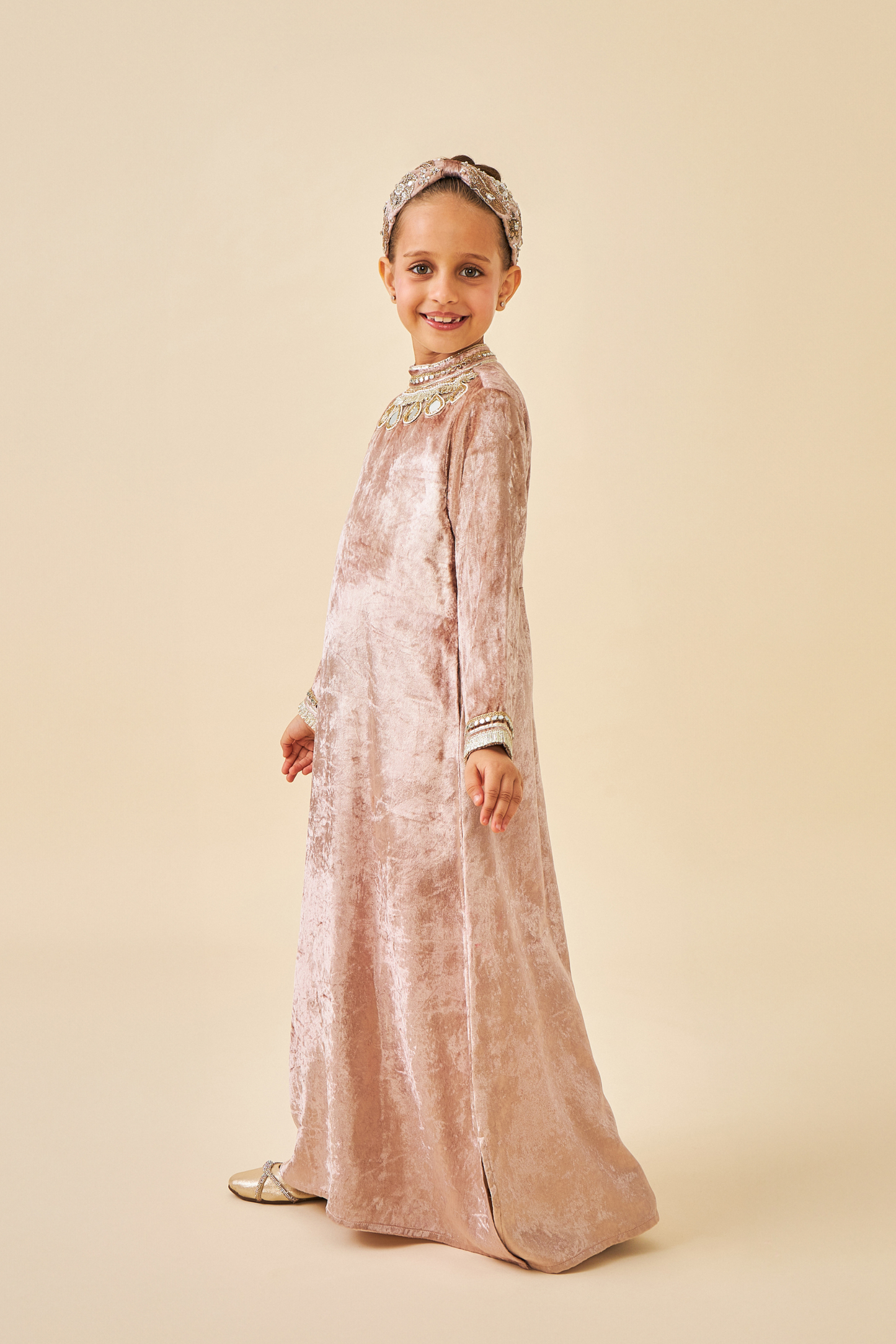 Tiffara Gold Girls Coat with Long Dress ( set of 2 pcs)