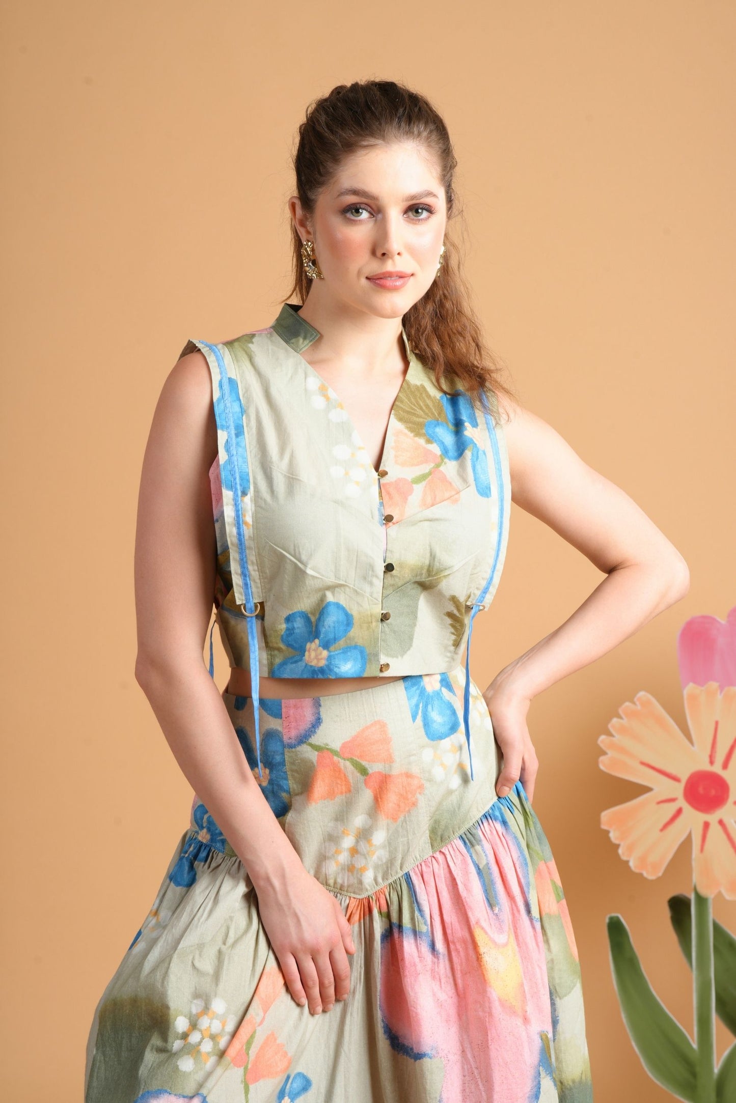 Iris Sage Skirt Top Coord (Set Of 2 Pcs)