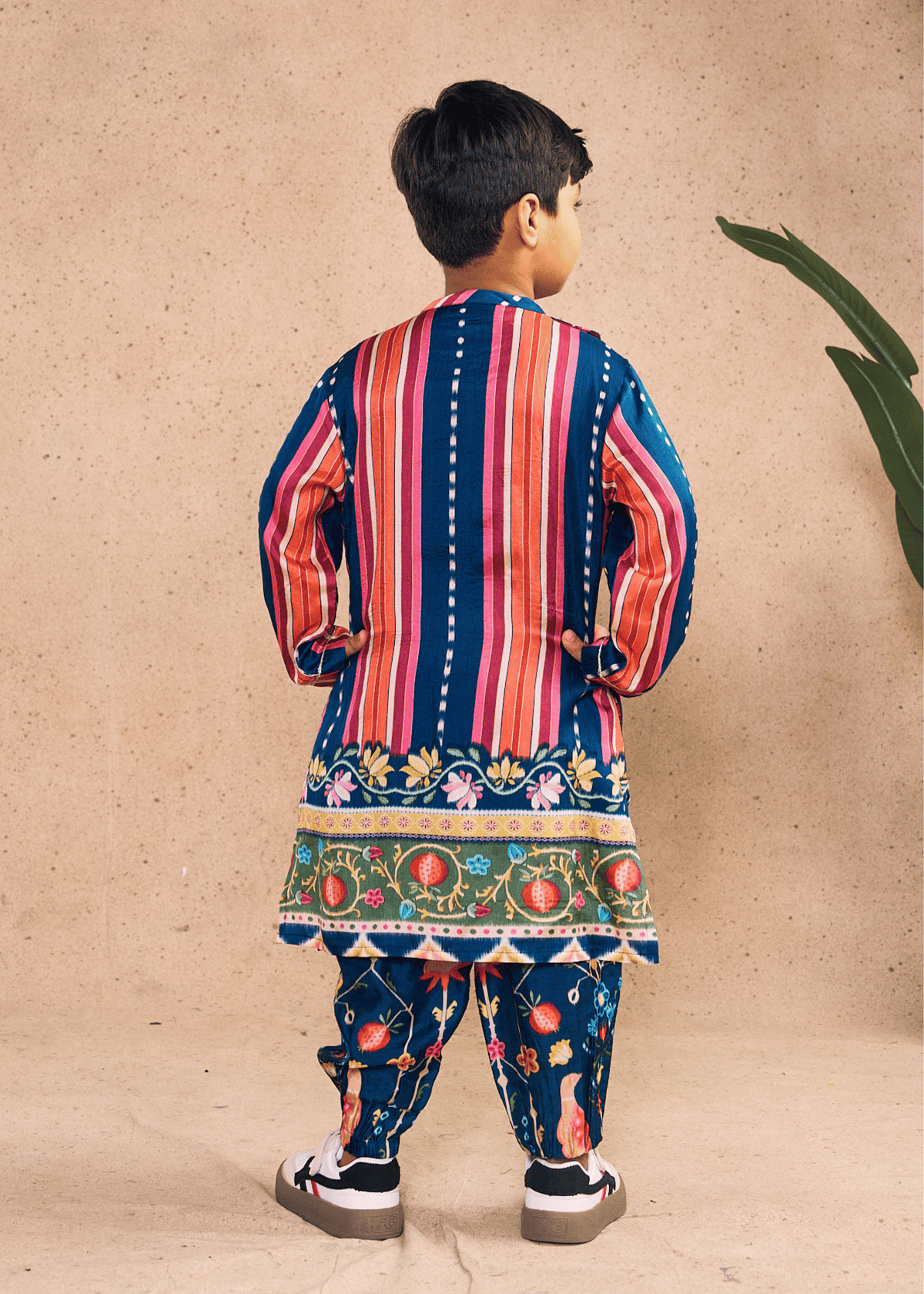 Dalia Navy Stripe Boys Embellished Kurta Coord (Set of 2 pcs)