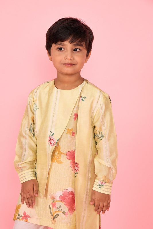 Yellow Slate Boys Embellished Coord ( 2 Pc Set)