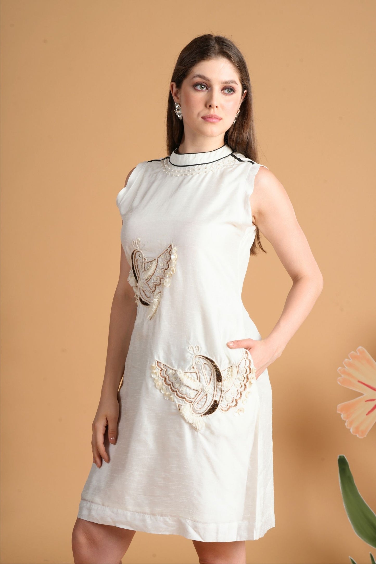 Soraya Ivory Emberoidered Dress