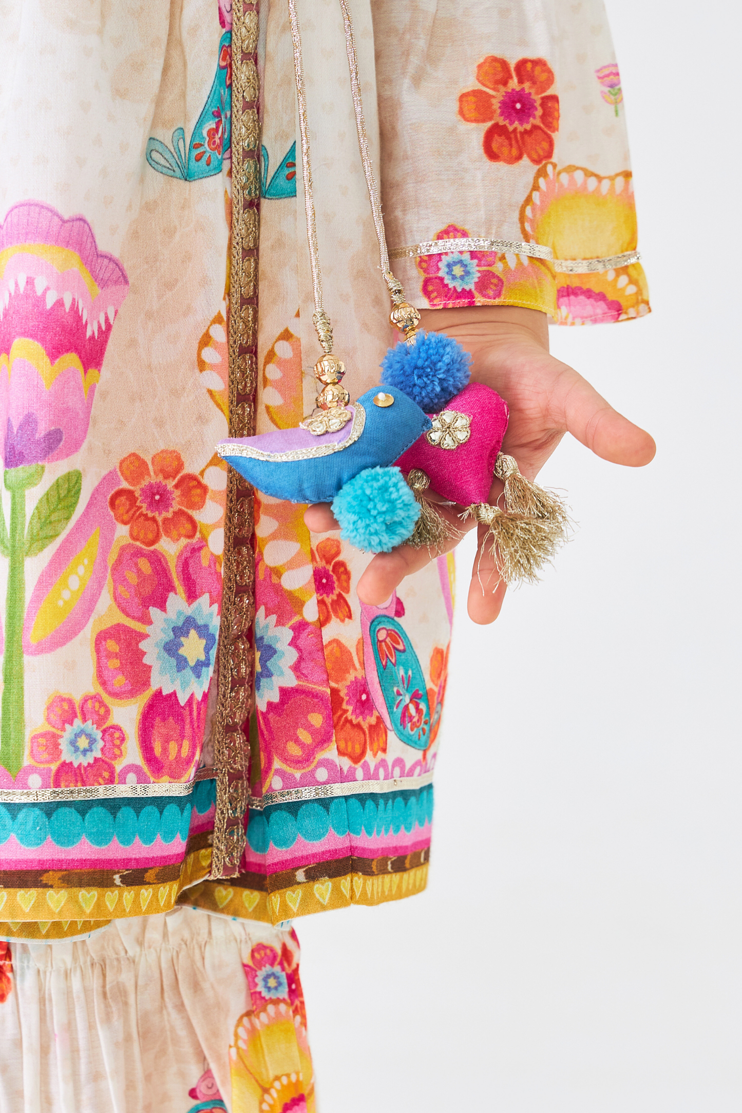 Freya Mustard Embellished Girls Wrap Tunic & Flared Trouser Coord (Set of 2 Pcs)