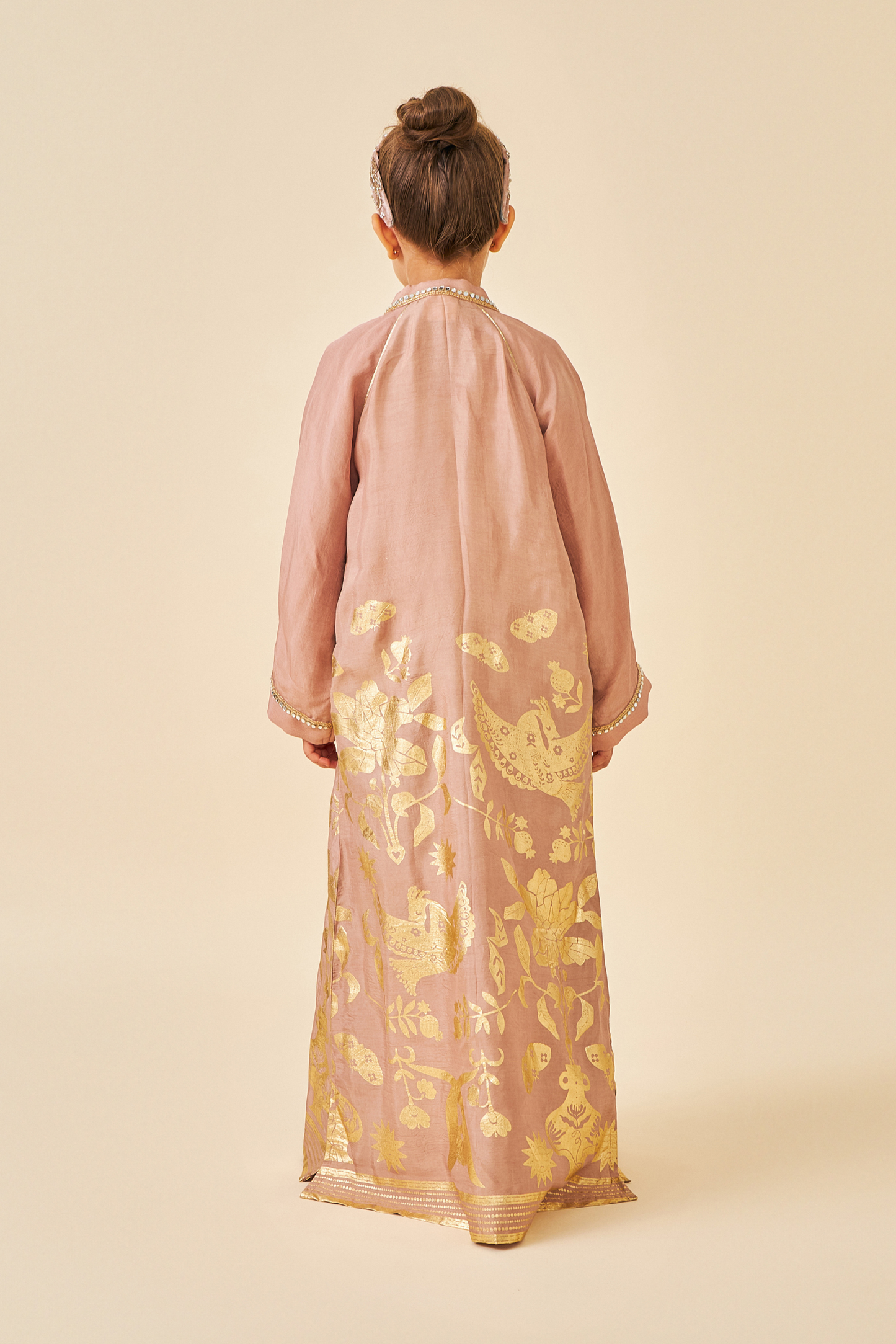 Tiffara Gold Girls Coat with Long Dress ( set of 2 pcs)