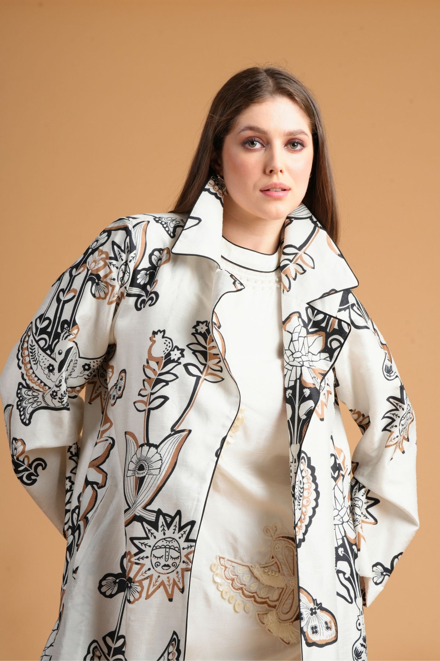 Soraya Printed Ladies Oversized Coat