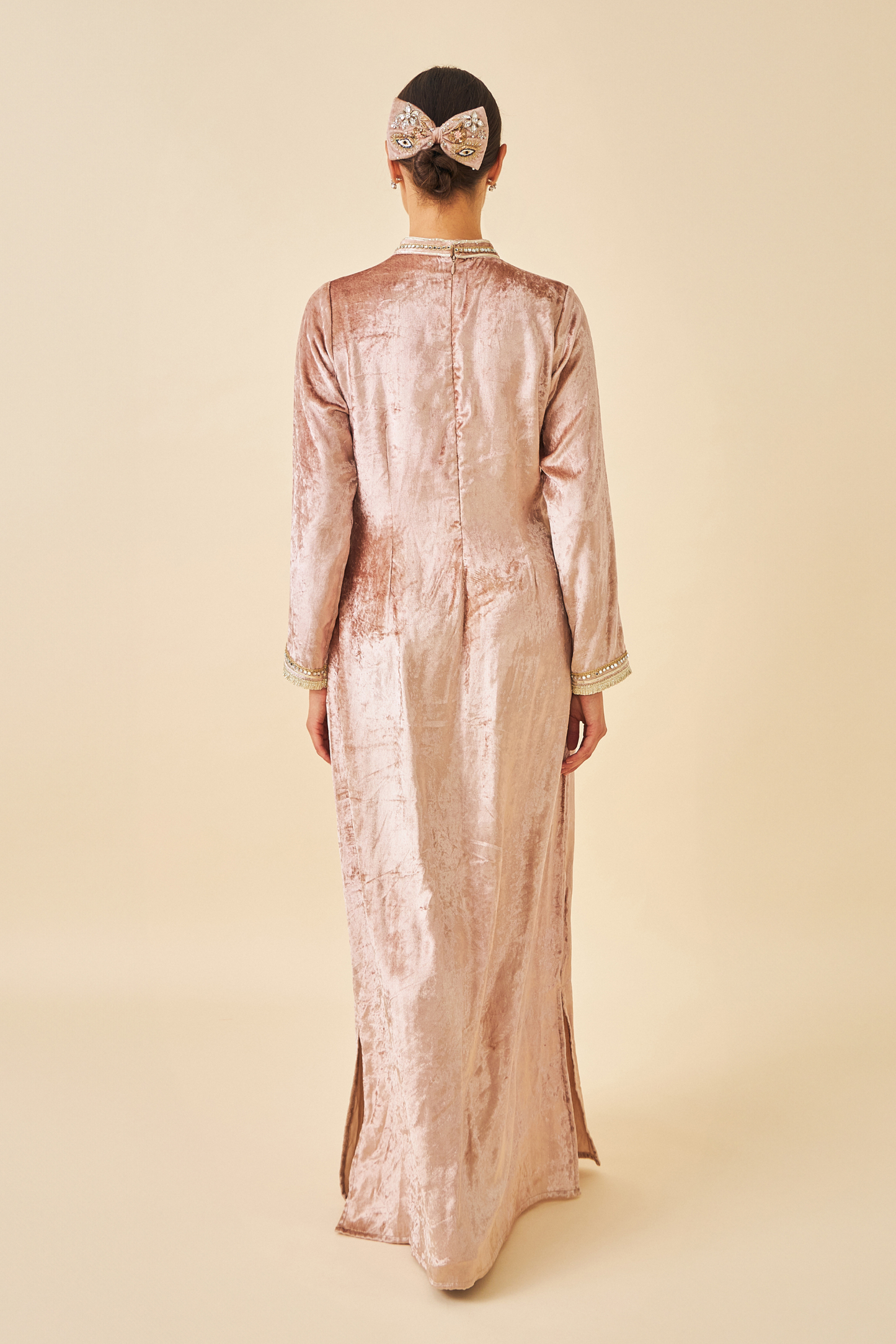 Tiffara Gold Coat with Velvet Long Dress - Mom & Me