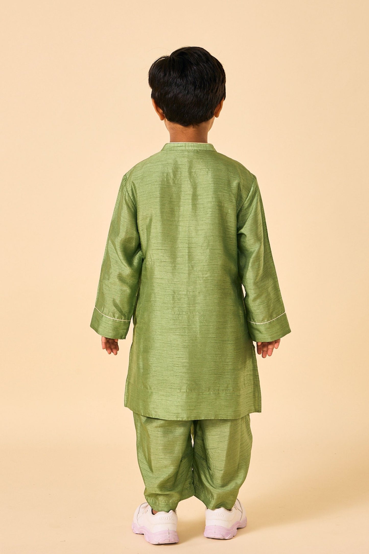 Olive Embellished Boys Kurta Coord( 2 Pc Set)