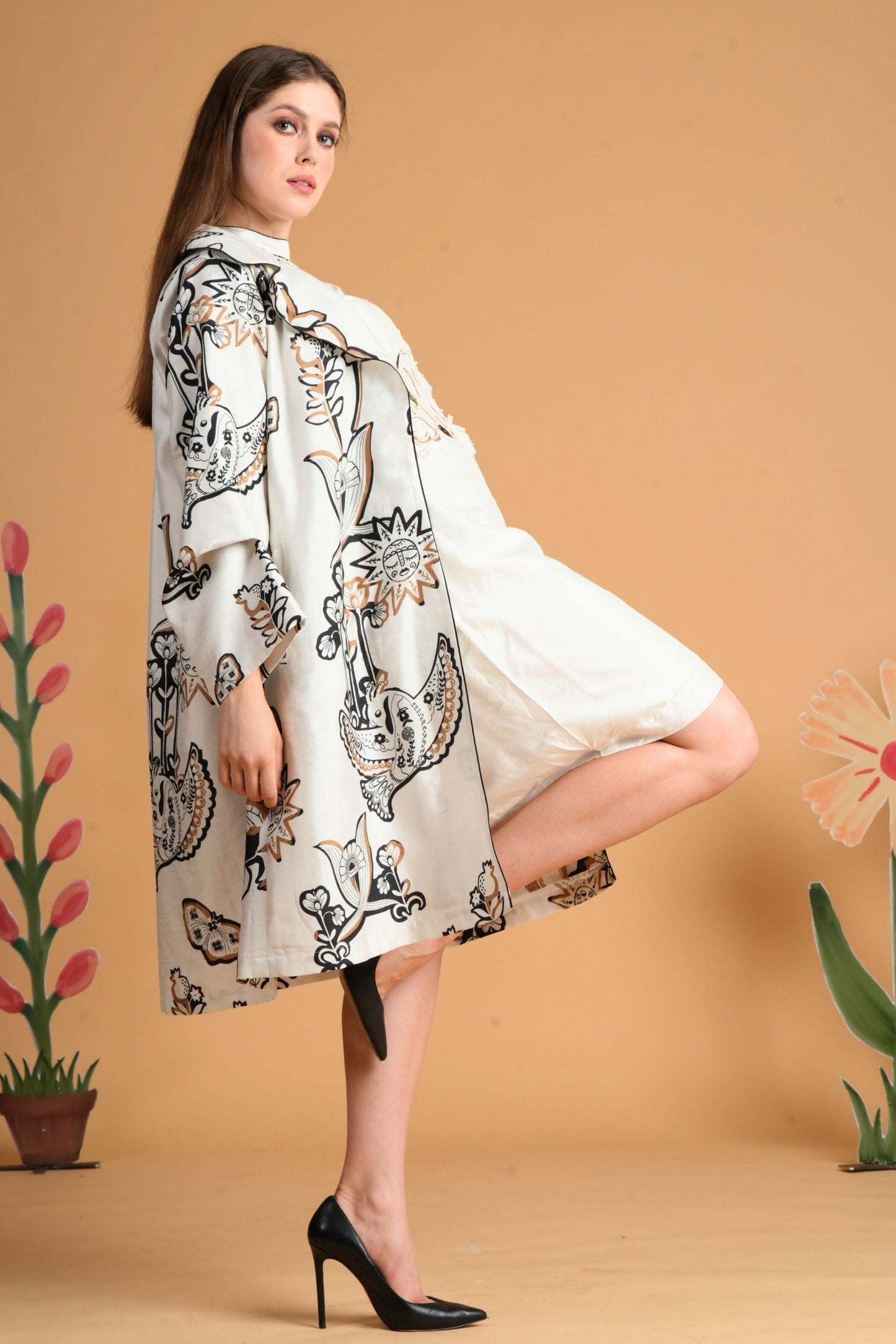 Soraya Printed Ladies Oversized Coat
