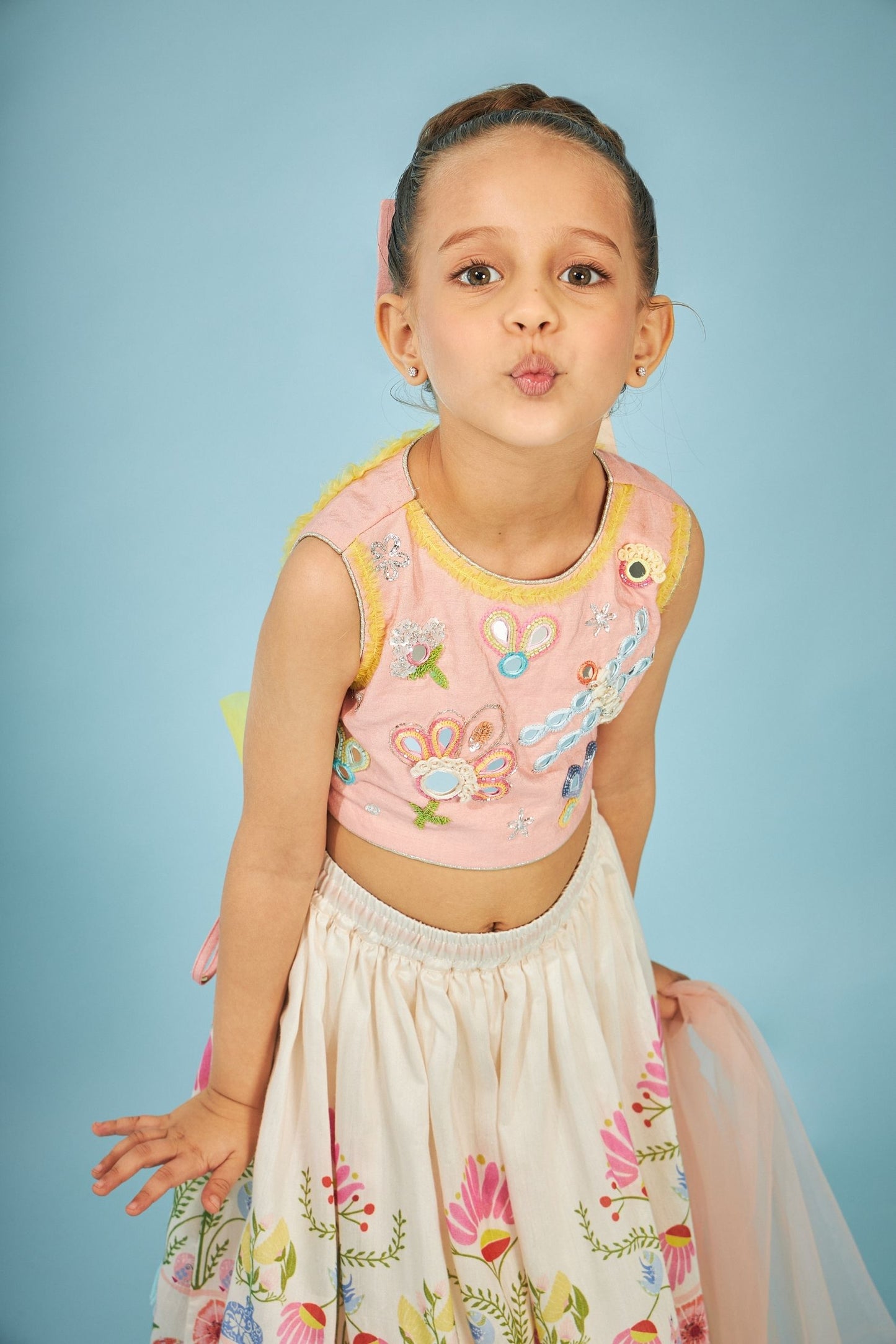 Dala Girls Skirt With Embellished Crop Top - Boy & Girl