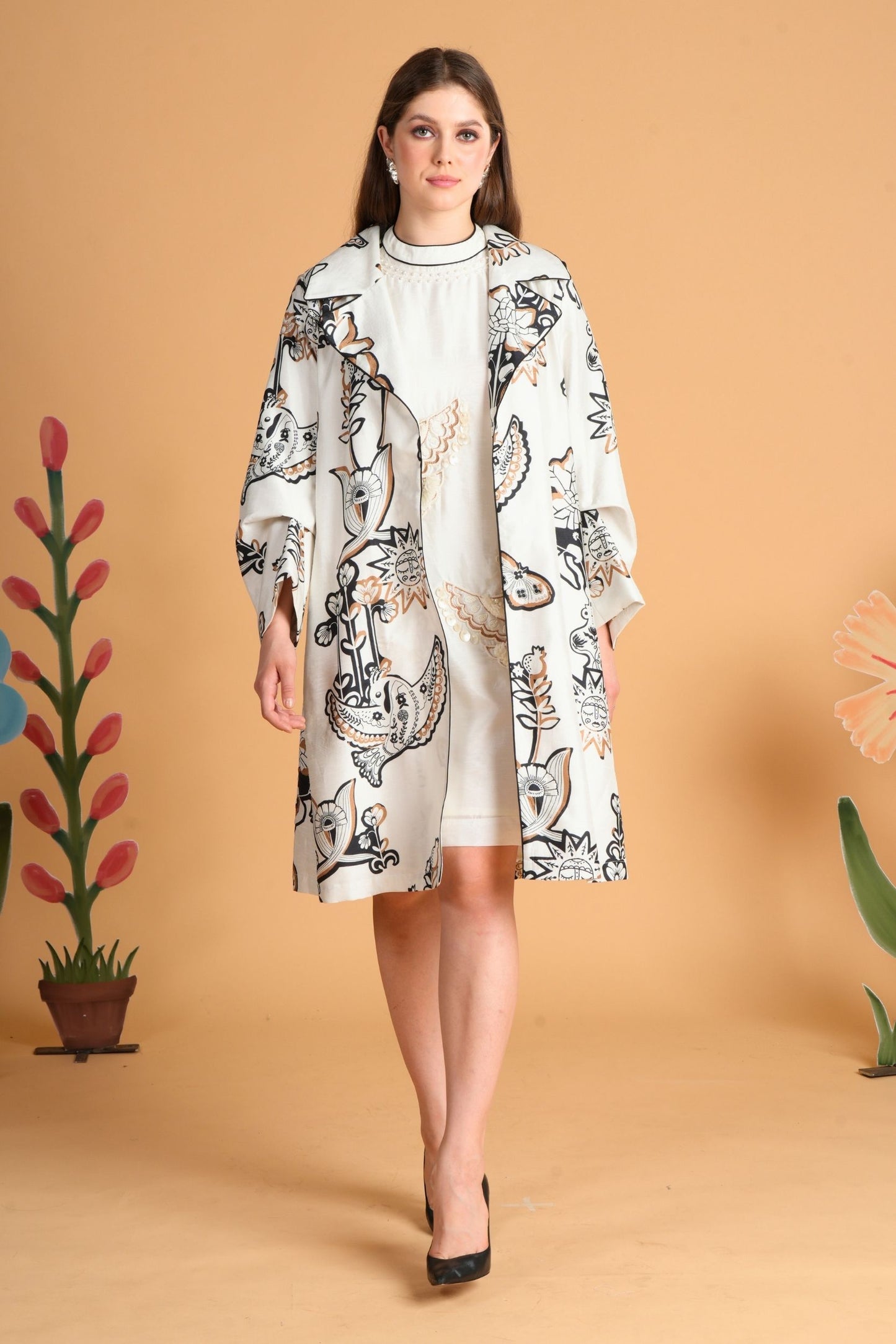 Soraya Printed Ladies Oversized Coat