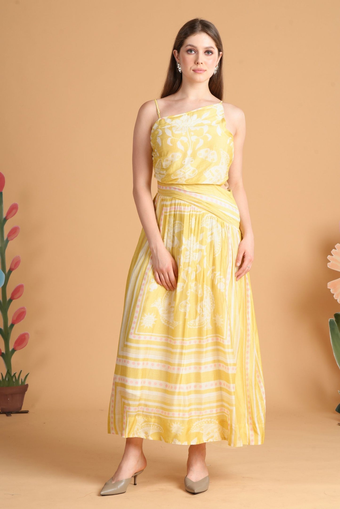 Nola Yellow Women'S Printed Dress