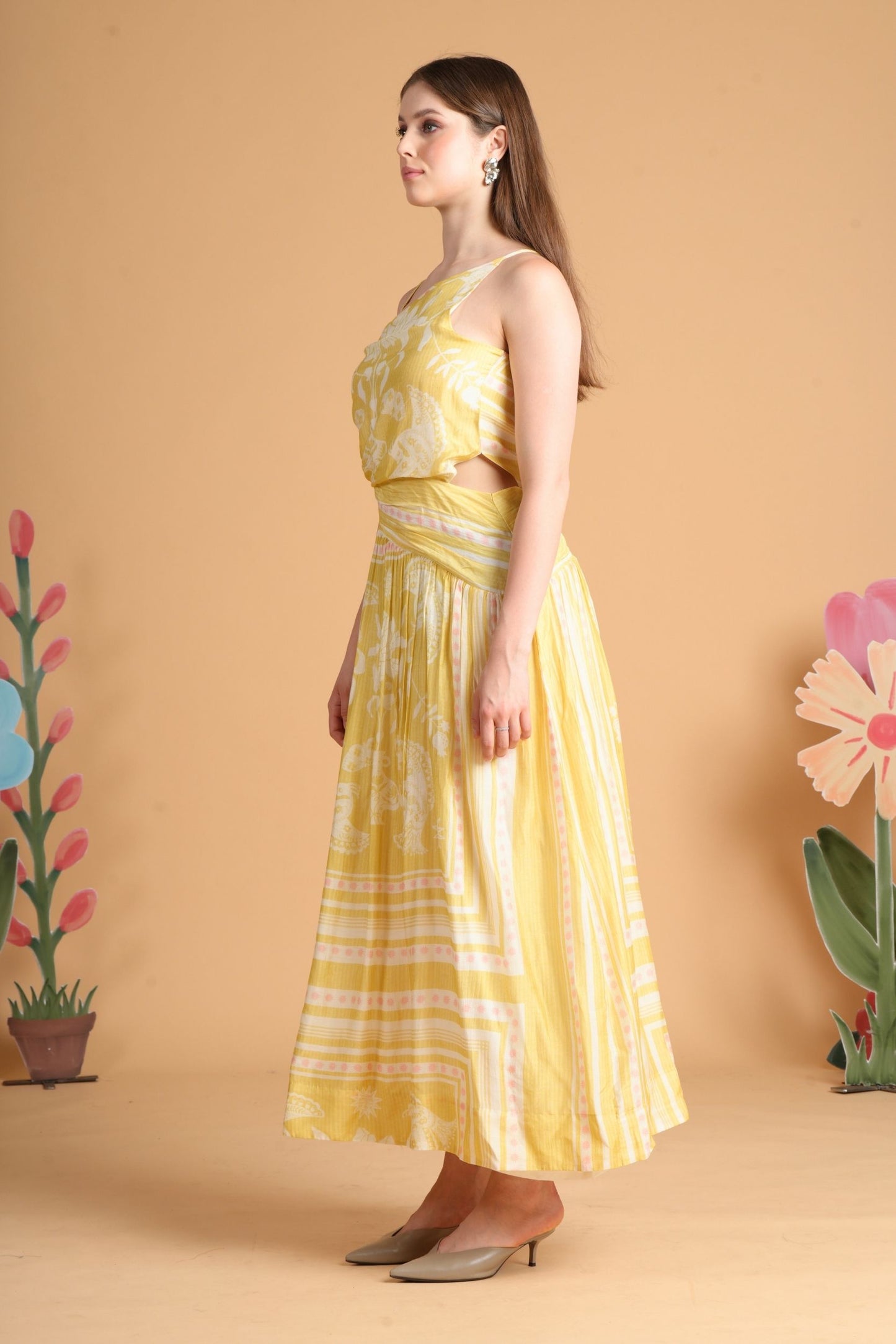 Nola Yellow Women'S Printed Dress