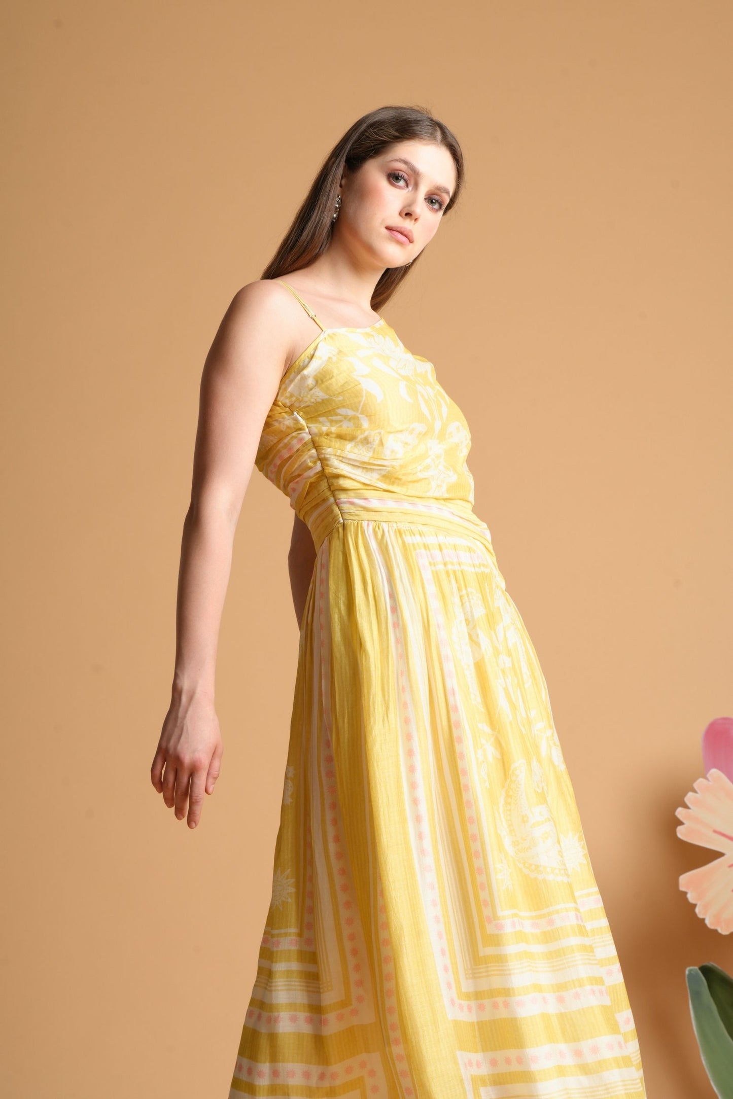 Nola Yellow Women'S Printed Dress