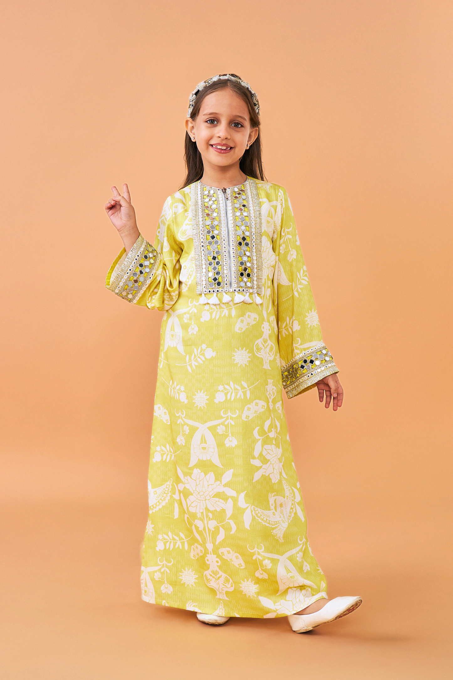 Dala Coat with Poppy Yellow Long Dress
