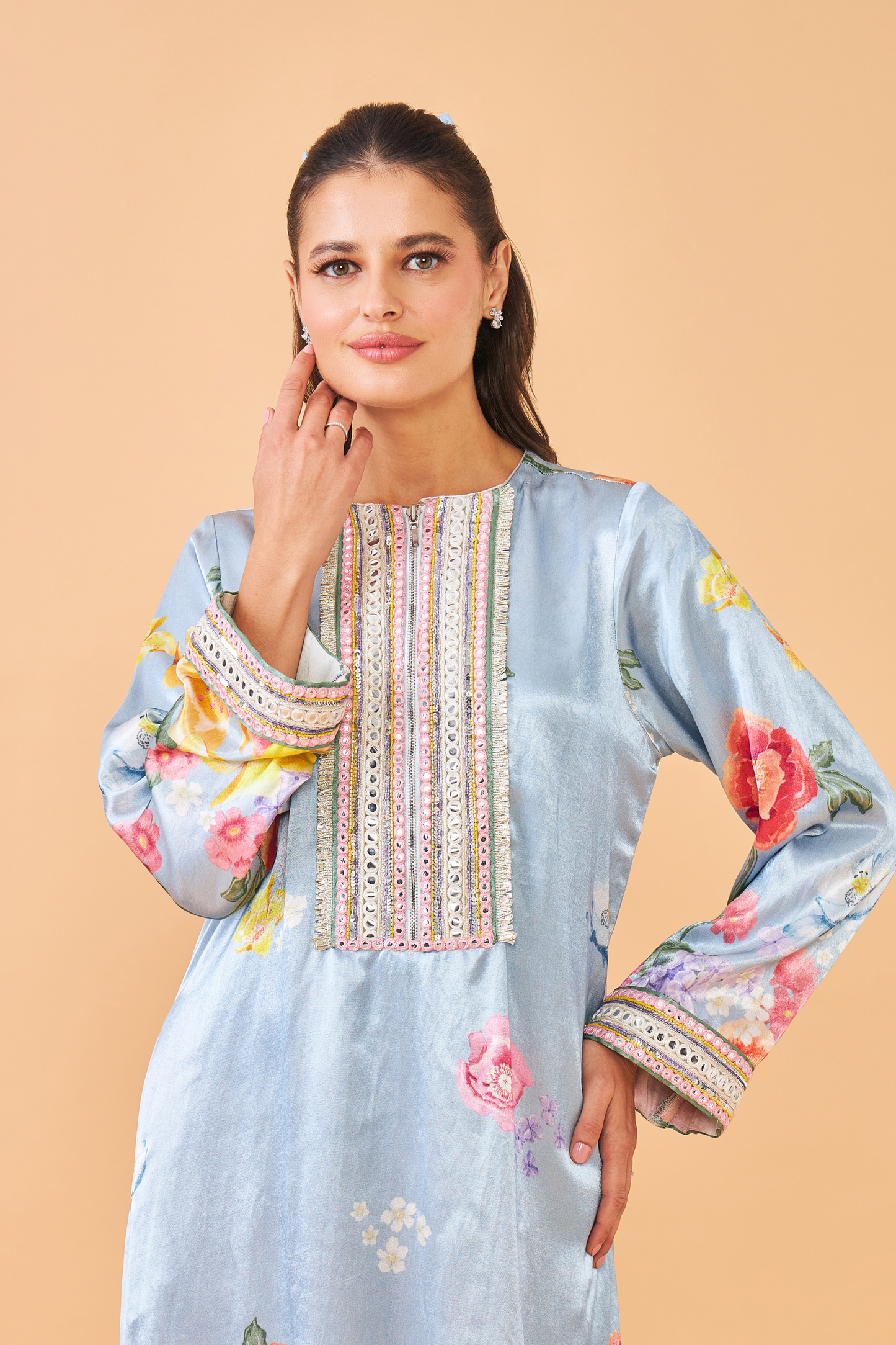 Zehra Blue Ladies Long Dress