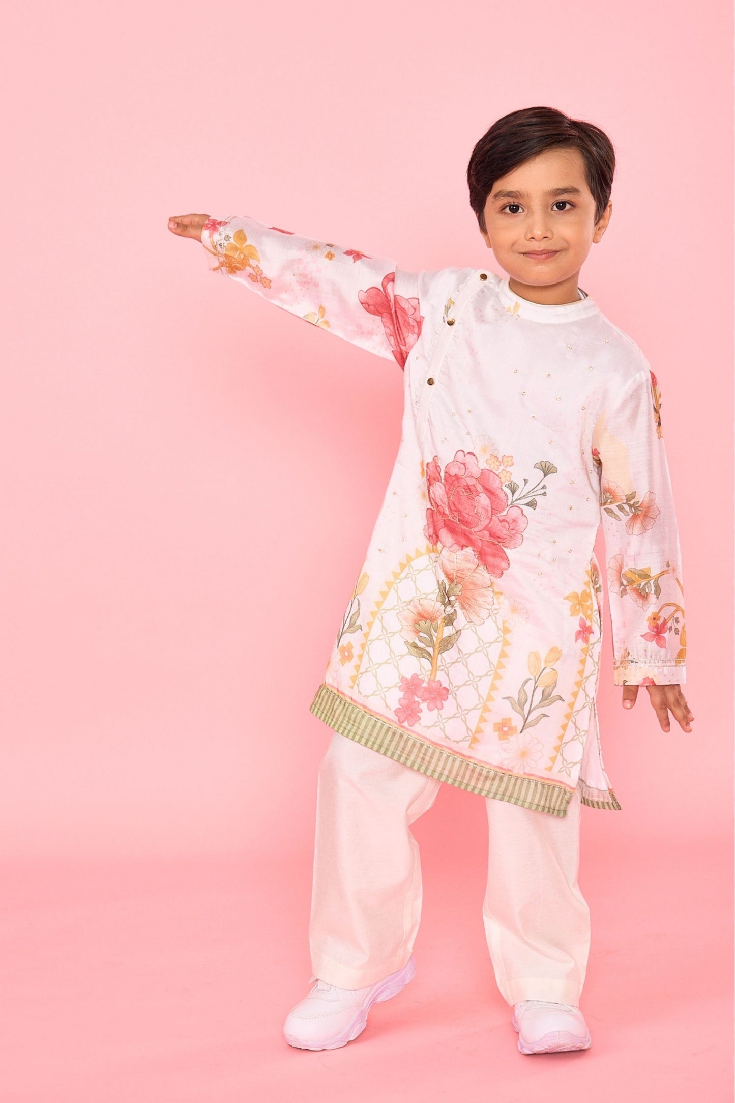 White Makrana Boys Embellished Coord ( 2 Pc Set)