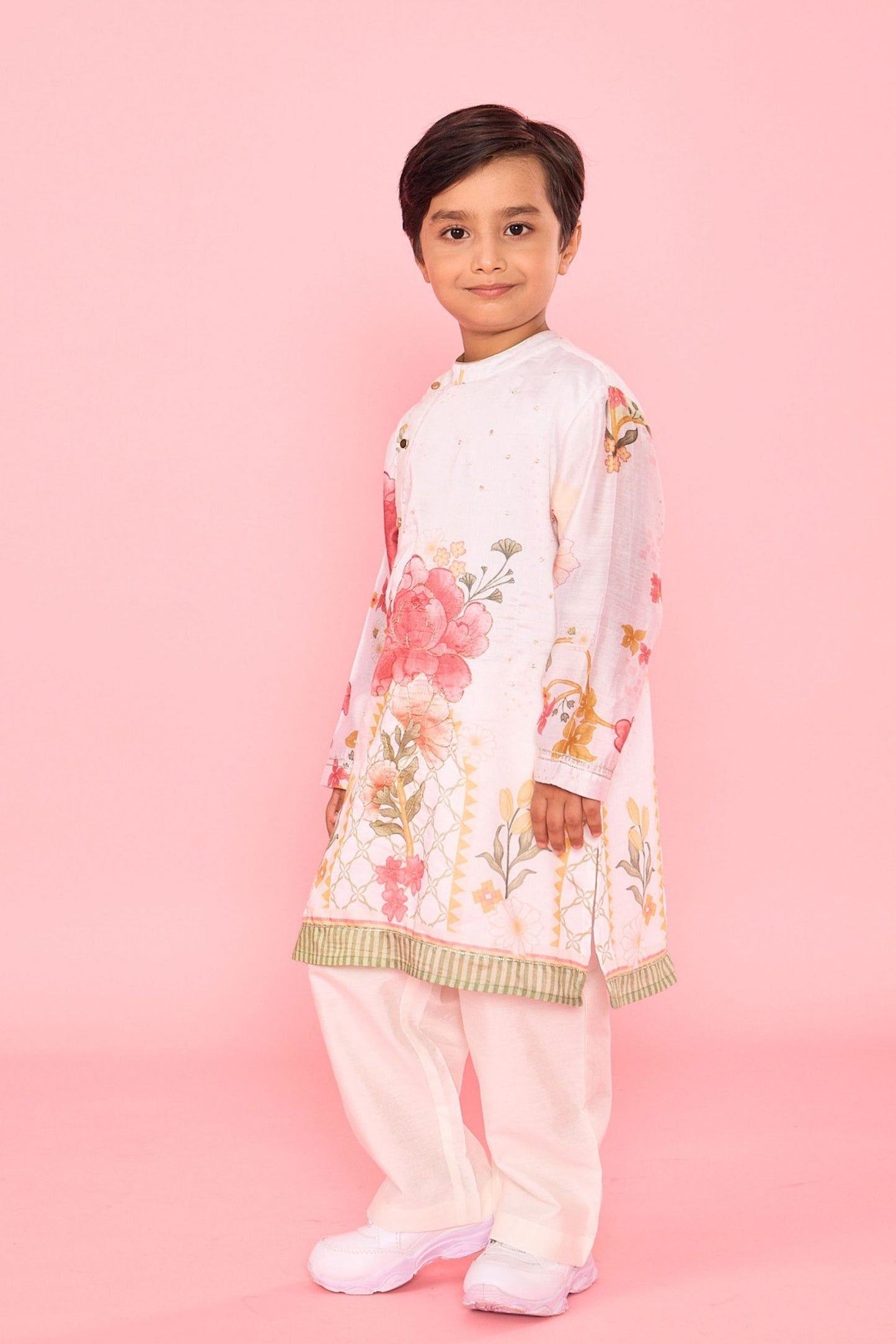 White Makrana Boys Embellished Coord ( 2 Pc Set)