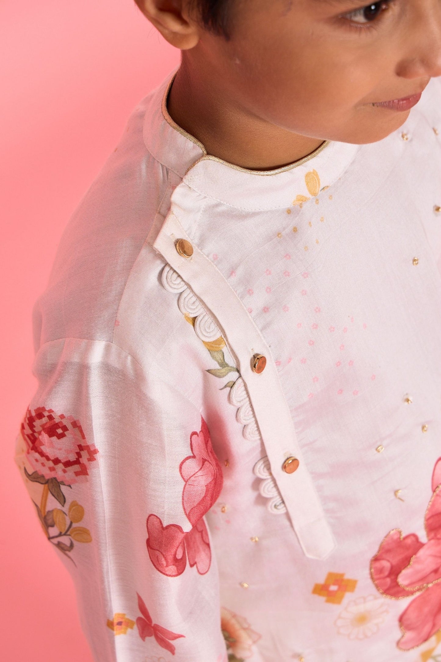 White Makrana Boys Embellished Coord ( 2 Pc Set)