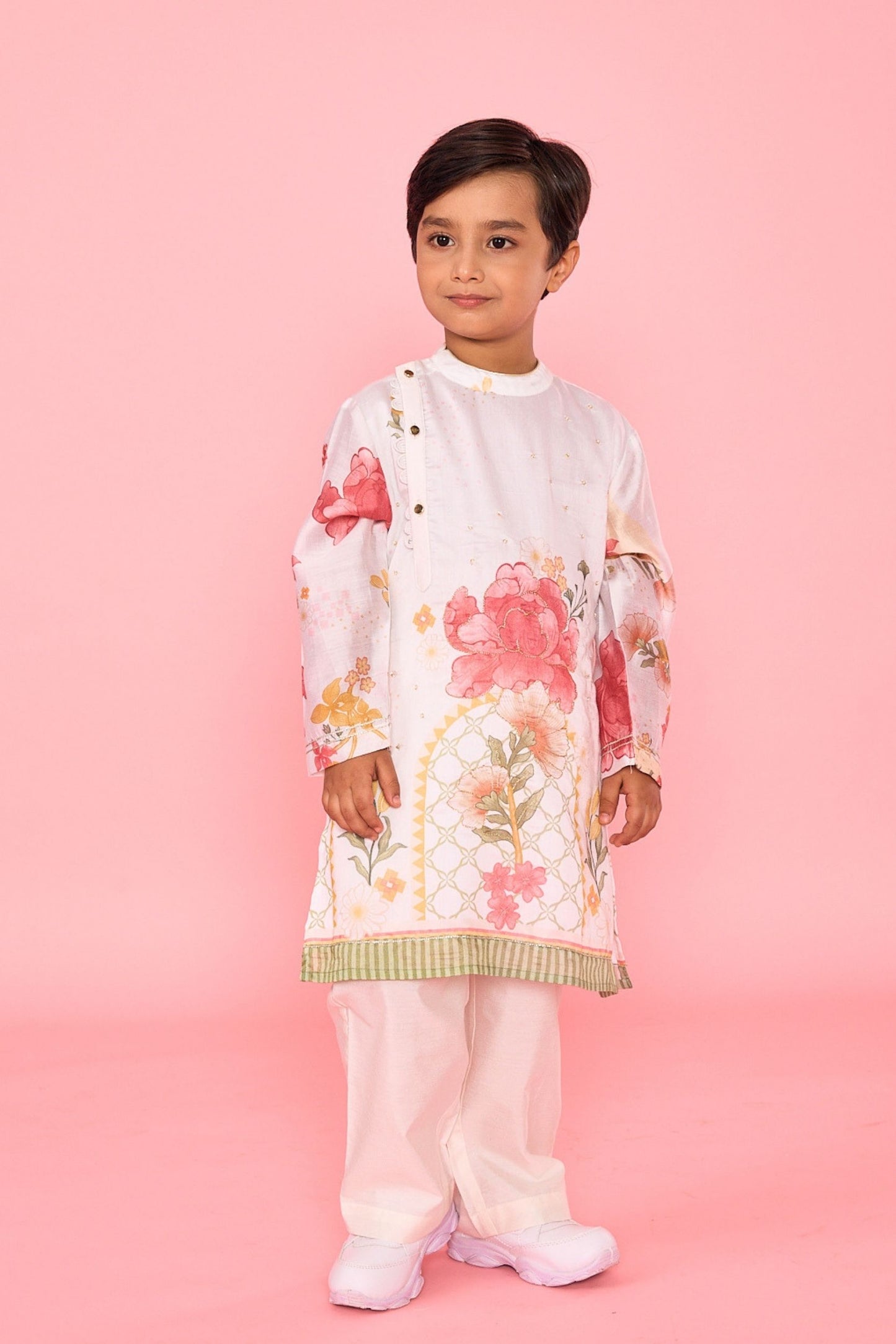 White Makrana Boys Embellished Coord ( 2 Pc Set)