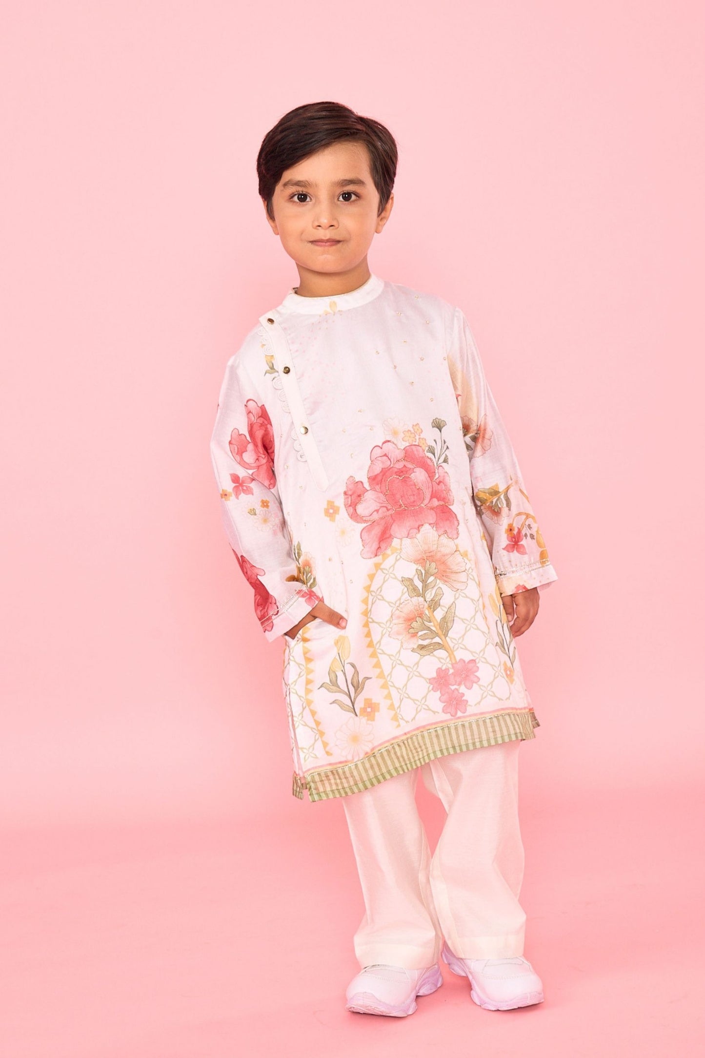 White Makrana Boys Embellished Coord ( 2 Pc Set)