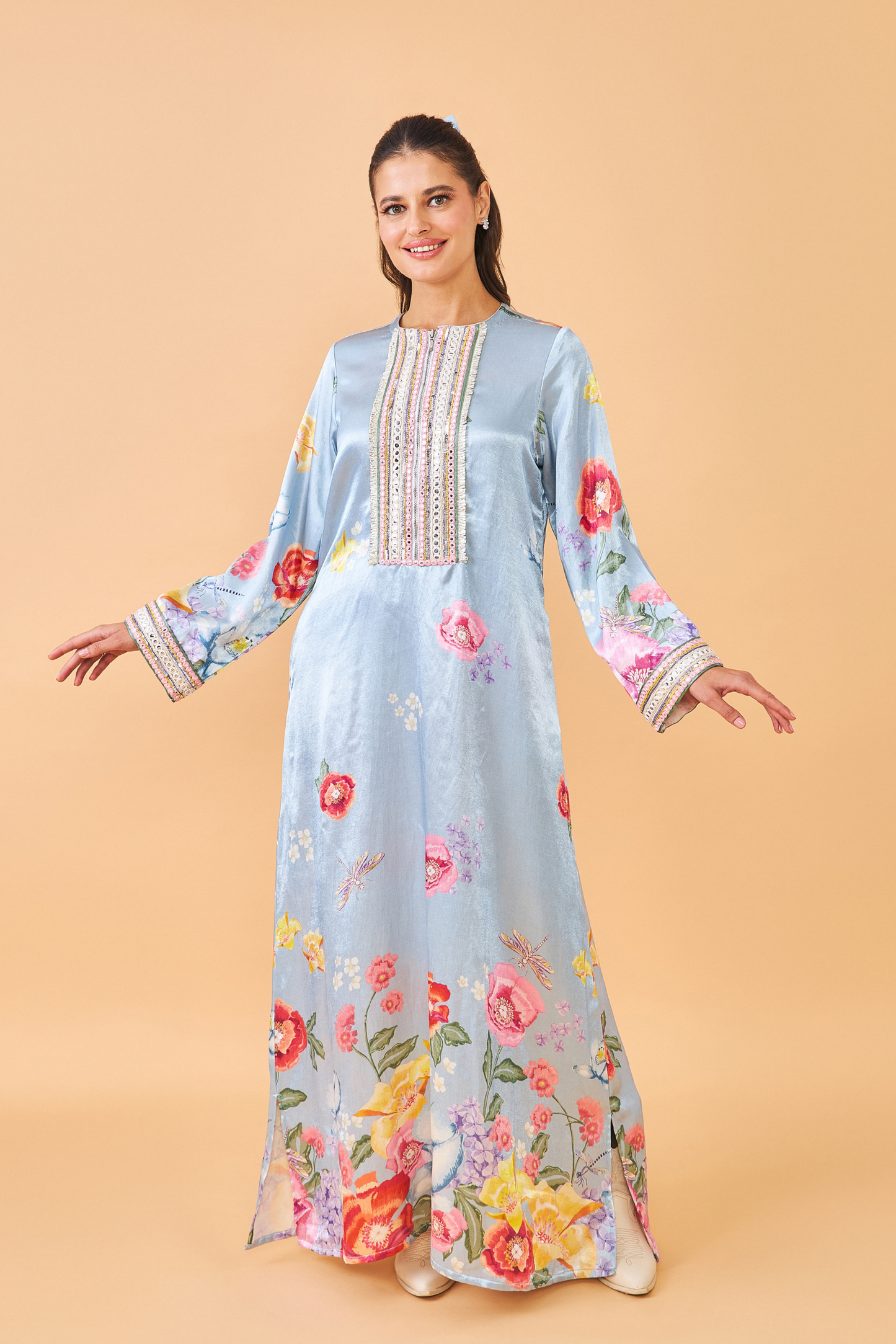 Zehra Blue Long Dress - Mom & Me