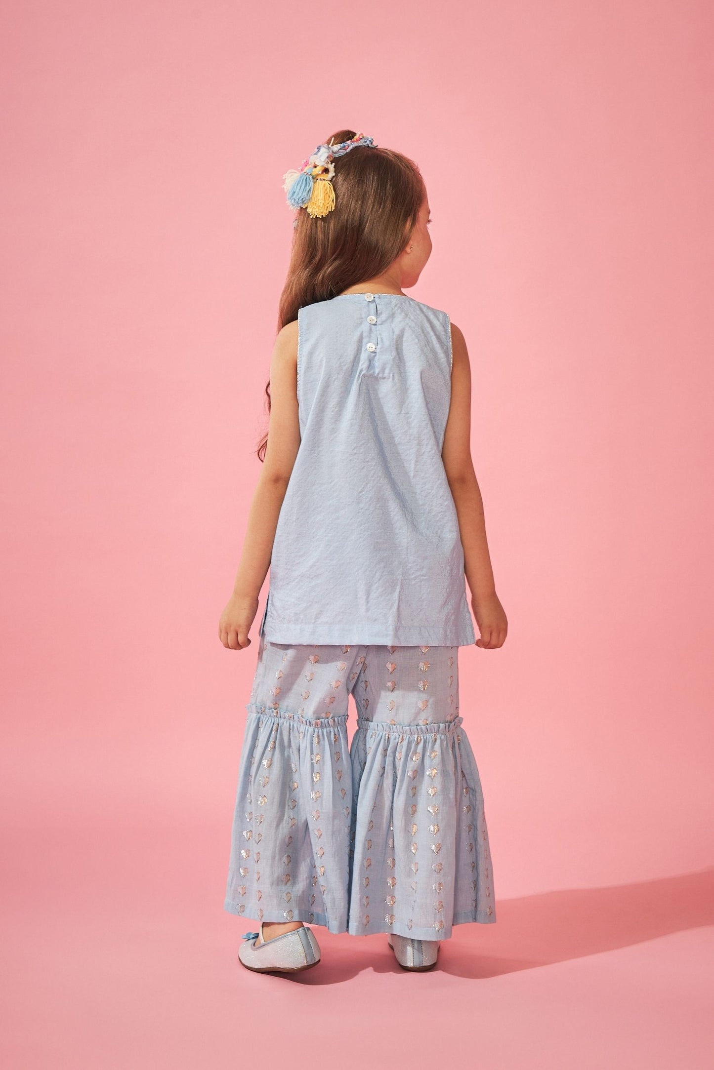 Thea Blue Girls Embellished Top & Trouser Coord (3 pc set)