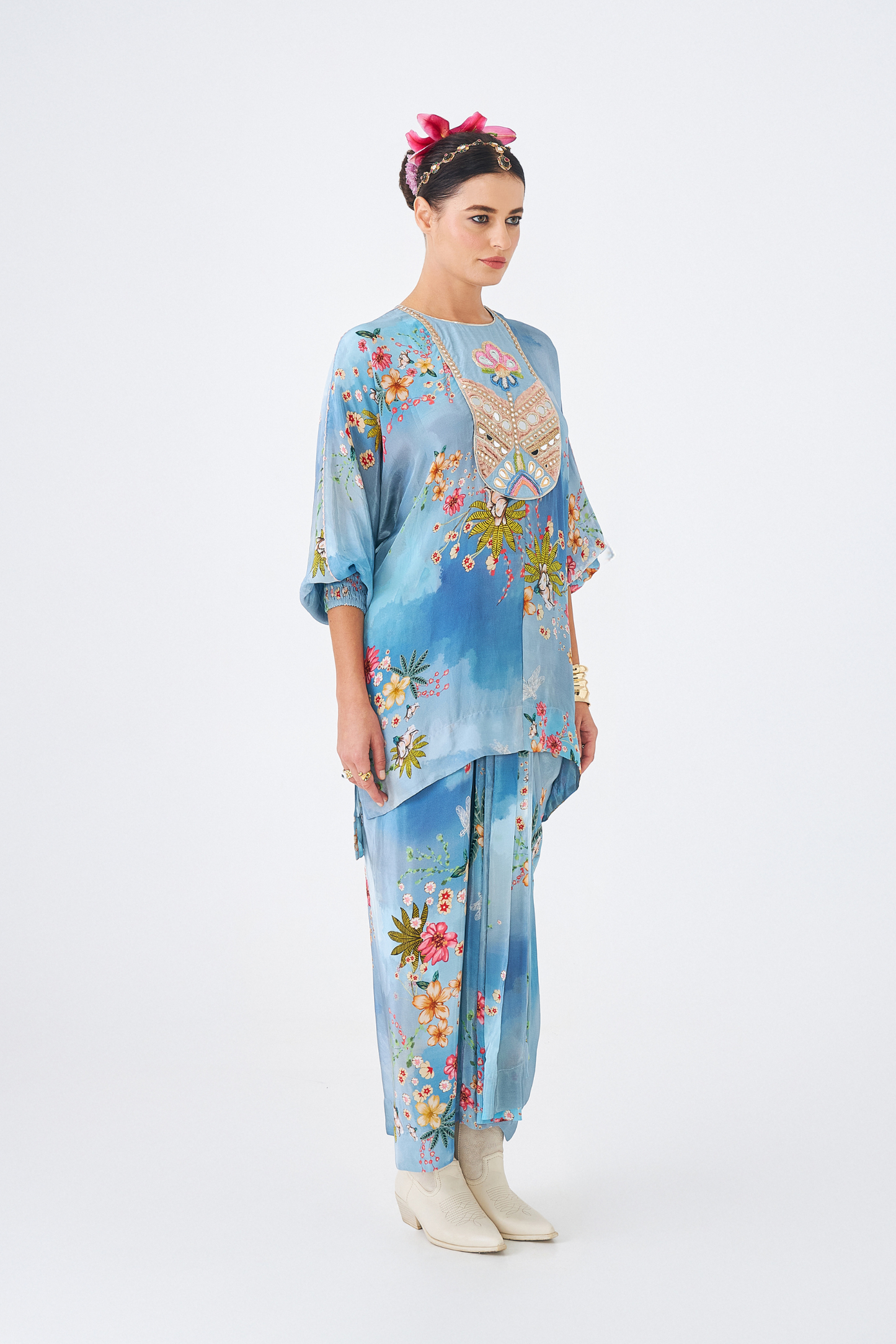 Clea Ladies Embellished Tunic & Draped Skirt (Set of 2pcs)