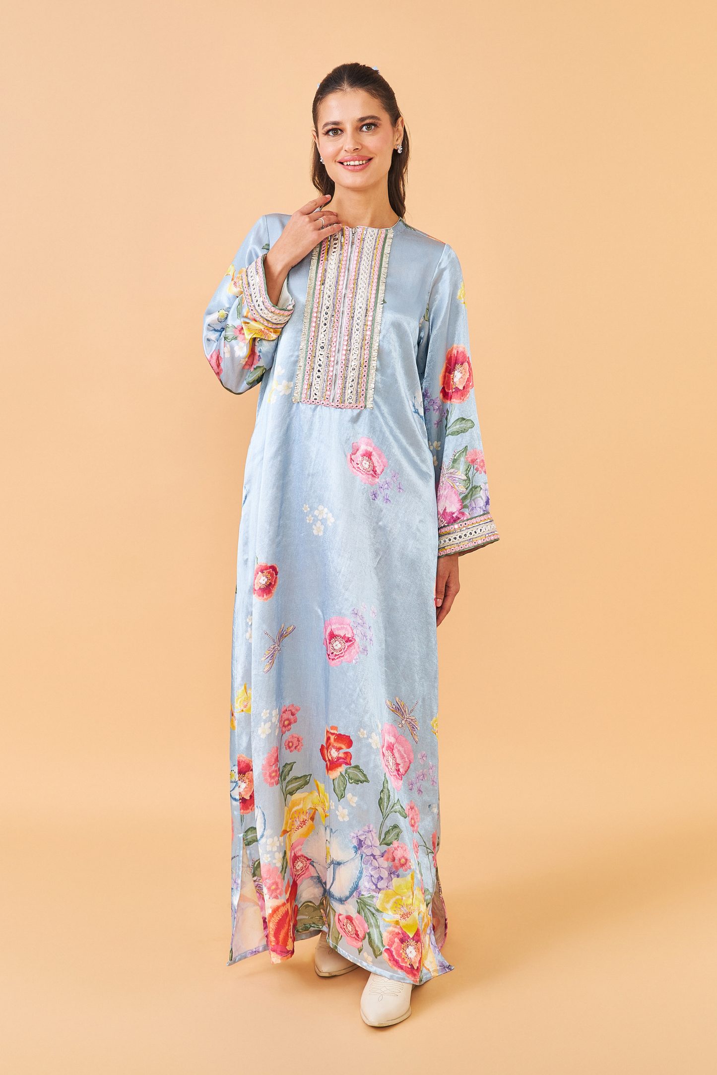 Zehra Blue Long Dress - Mom & Me