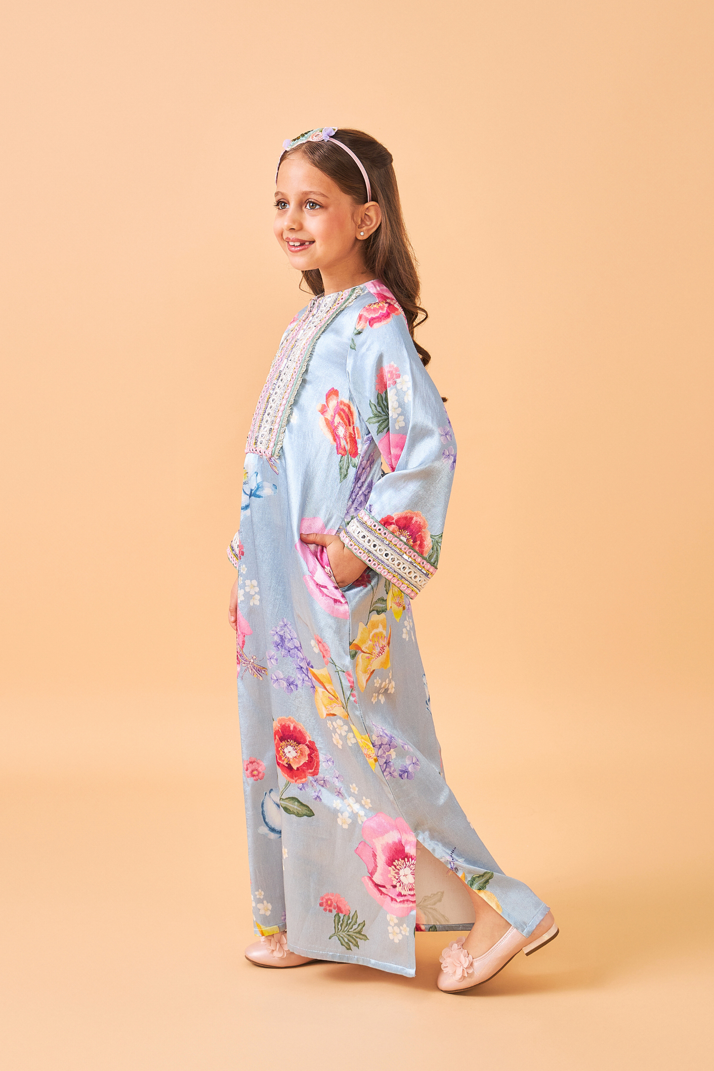 Zehra Blue Long Dress - Mom & Me