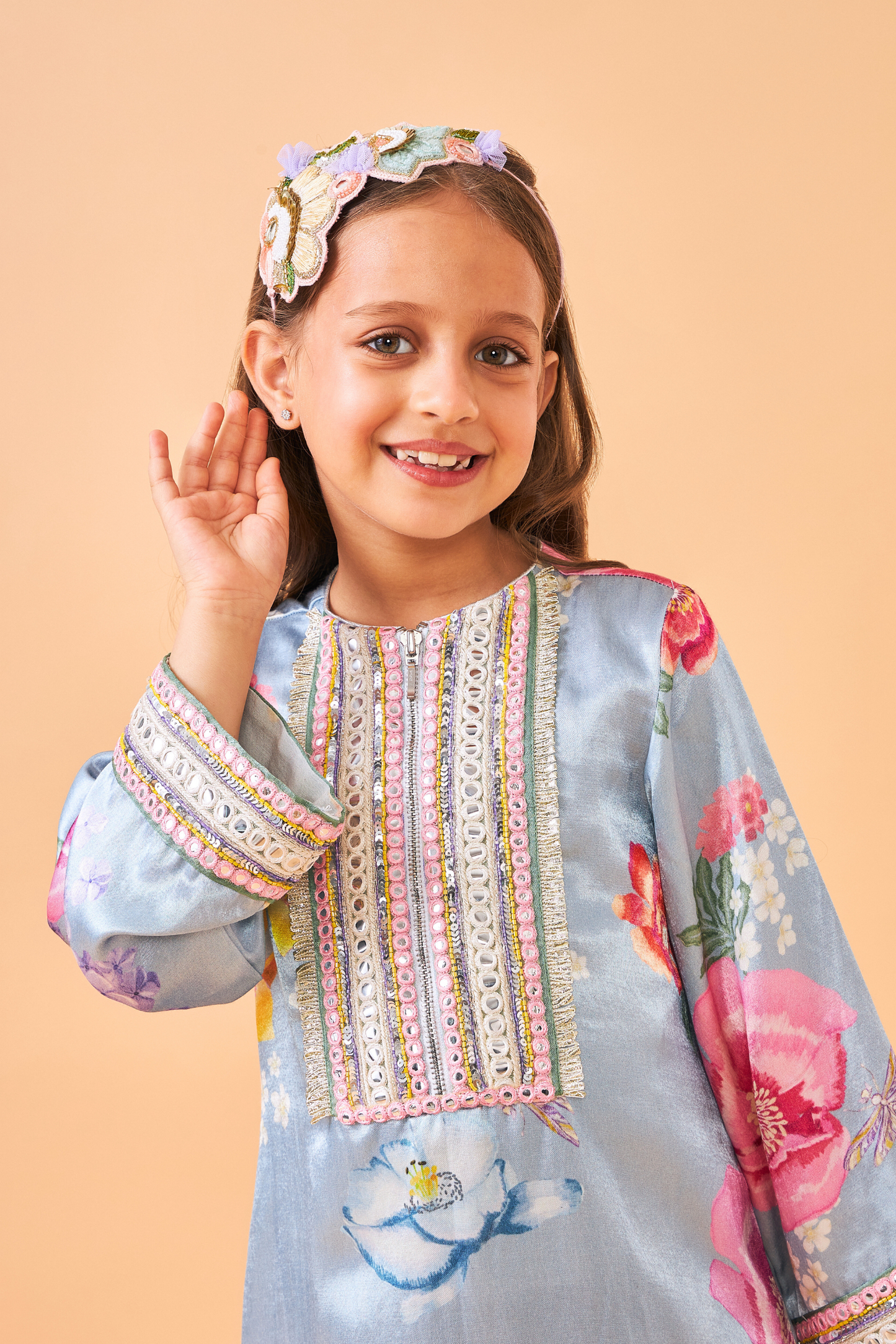 Zehra Blue Long Dress - Mom & Me