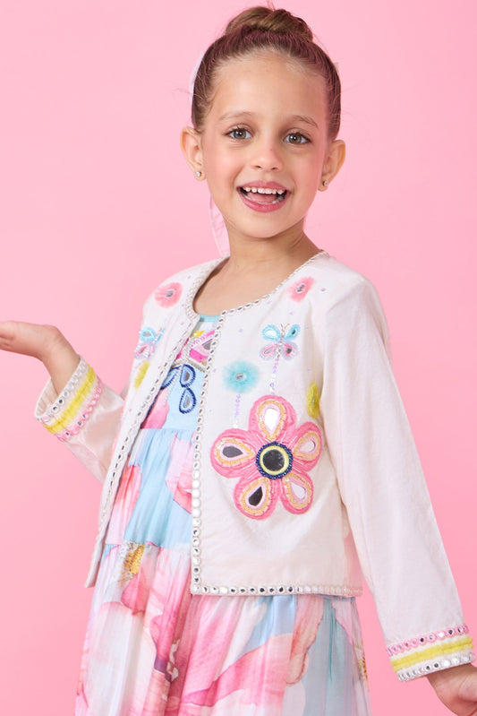 Flora embellished girls Jacket (1 Pc)