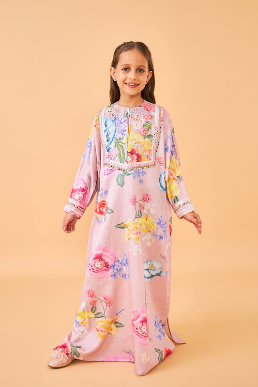 Zehra Pink Girls Long Dress