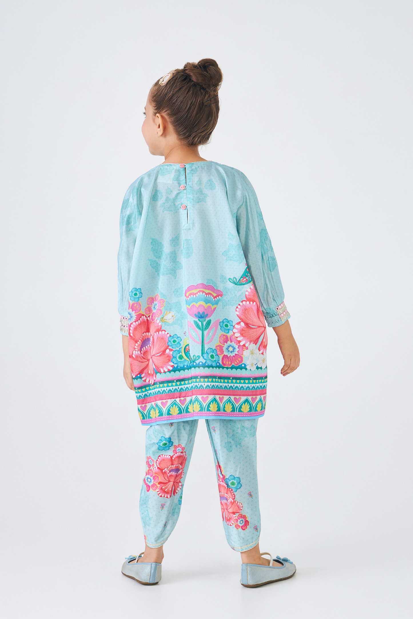 Freya Sage Embellished Girls Tunic With tulip Pants (Set of 2 Pcs)