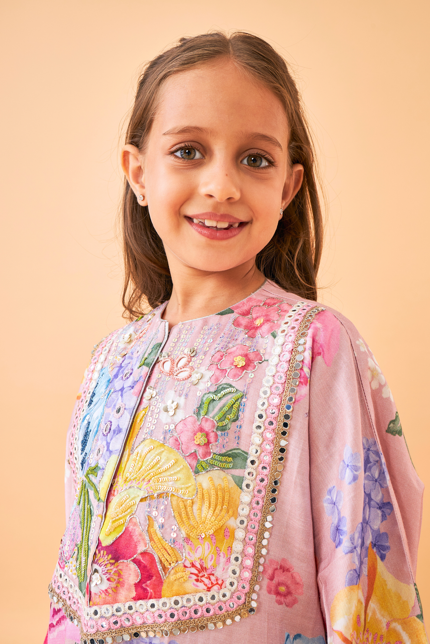 Zehra Pink Girls Long Dress