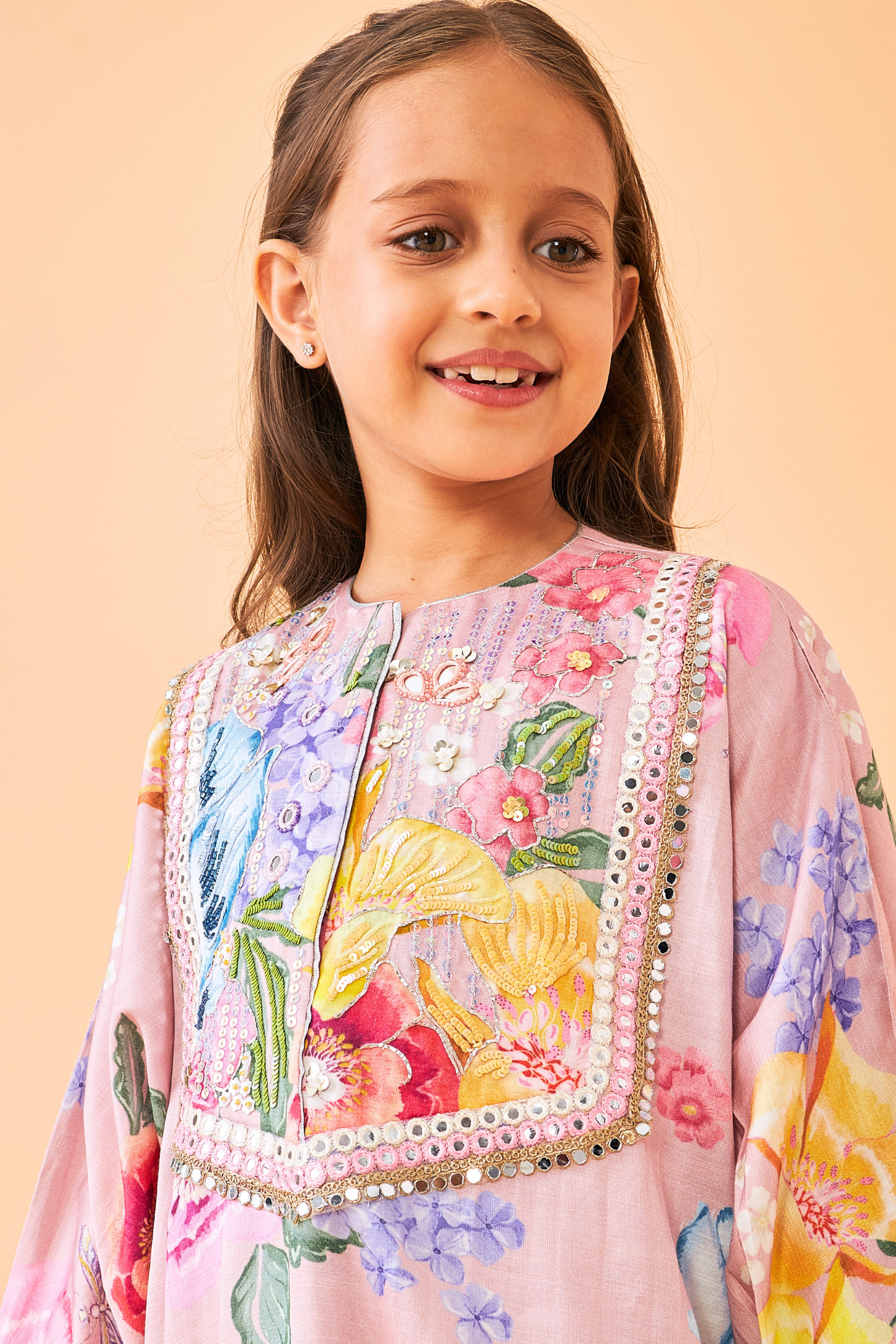 Zehra Pink Girls Long Dress